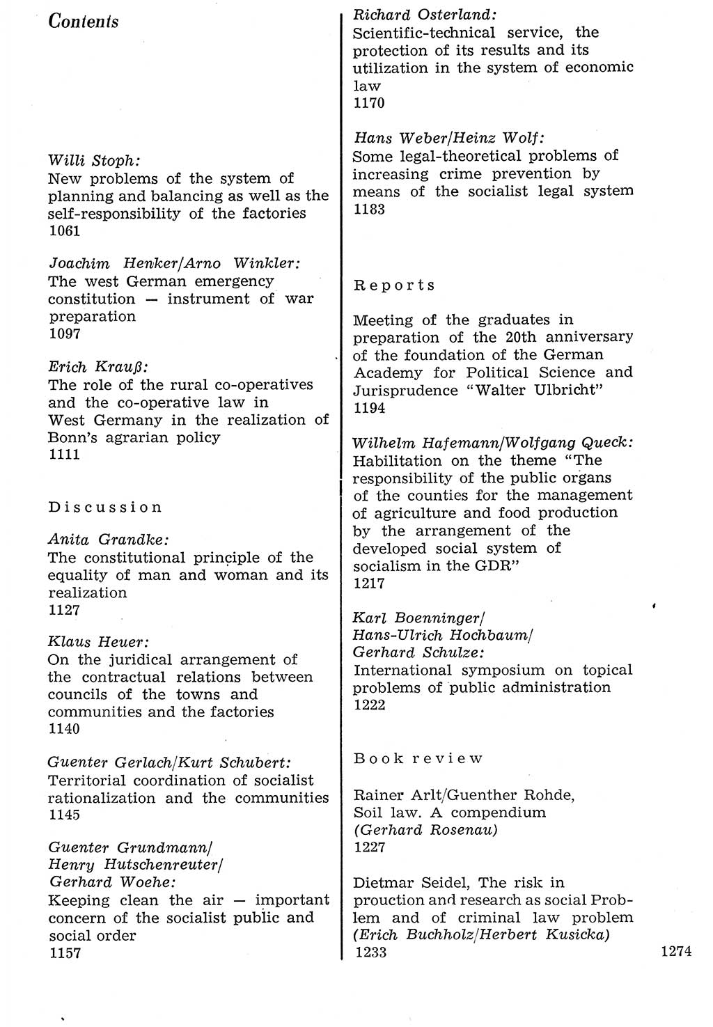 Staat und Recht (StuR), 17. Jahrgang [Deutsche Demokratische Republik (DDR)] 1968, Seite 1274 (StuR DDR 1968, S. 1274)