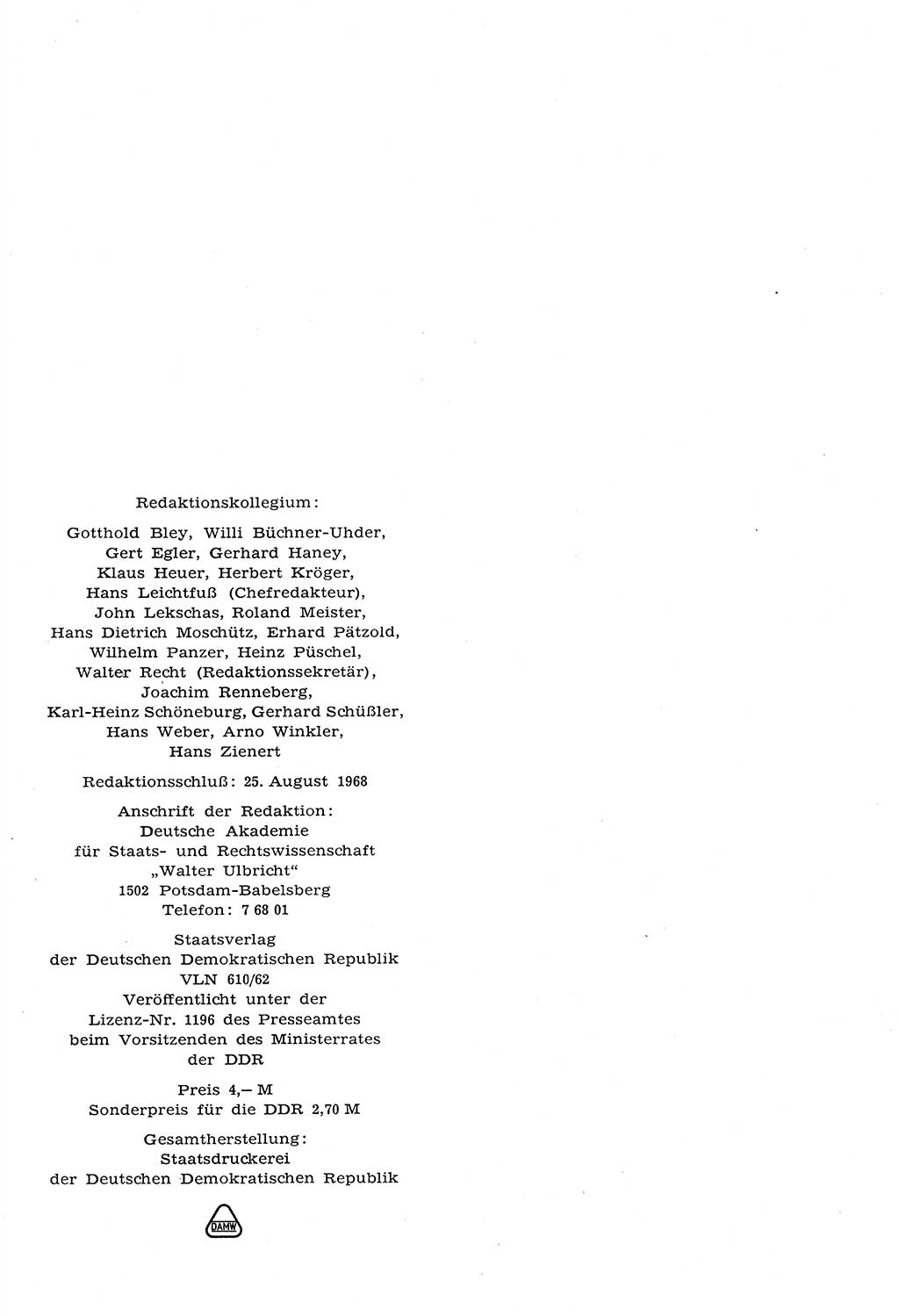 Staat und Recht (StuR), 17. Jahrgang [Deutsche Demokratische Republik (DDR)] 1968, Seite 1506 (StuR DDR 1968, S. 1506)
