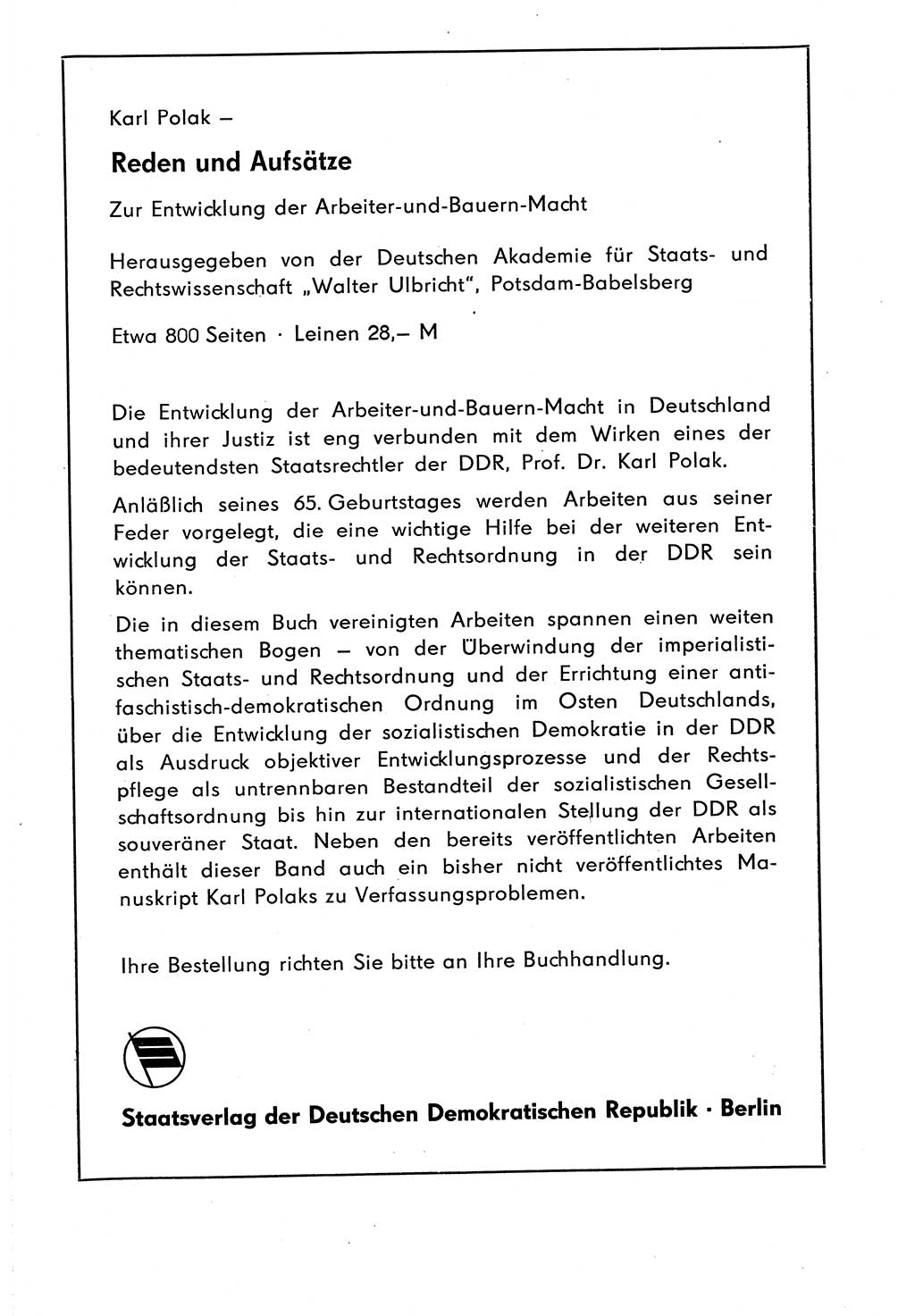 Staat und Recht (StuR), 17. Jahrgang [Deutsche Demokratische Republik (DDR)] 1968, Seite 1726 (StuR DDR 1968, S. 1726)