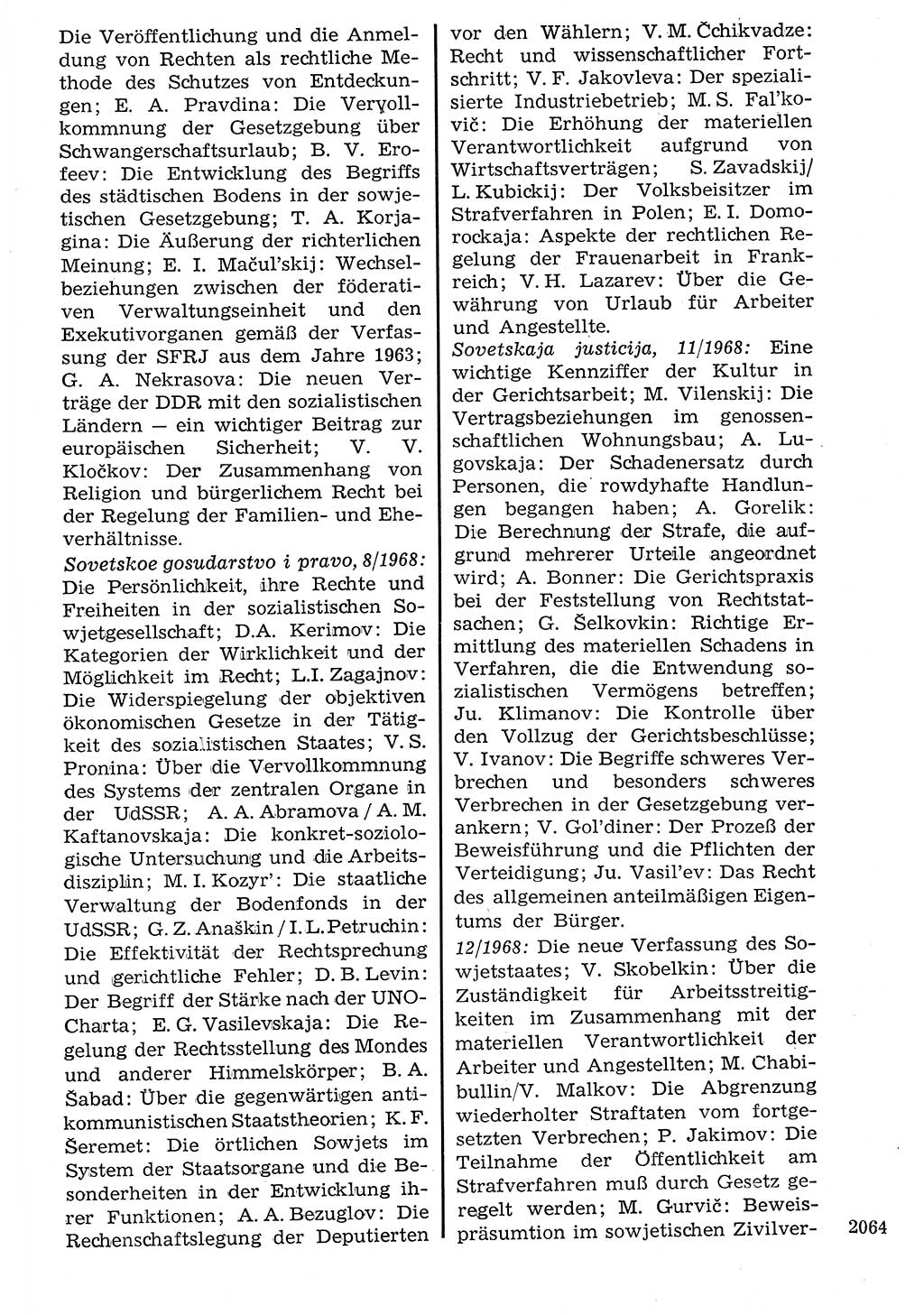 Staat und Recht (StuR), 17. Jahrgang [Deutsche Demokratische Republik (DDR)] 1968, Seite 2064 (StuR DDR 1968, S. 2064)