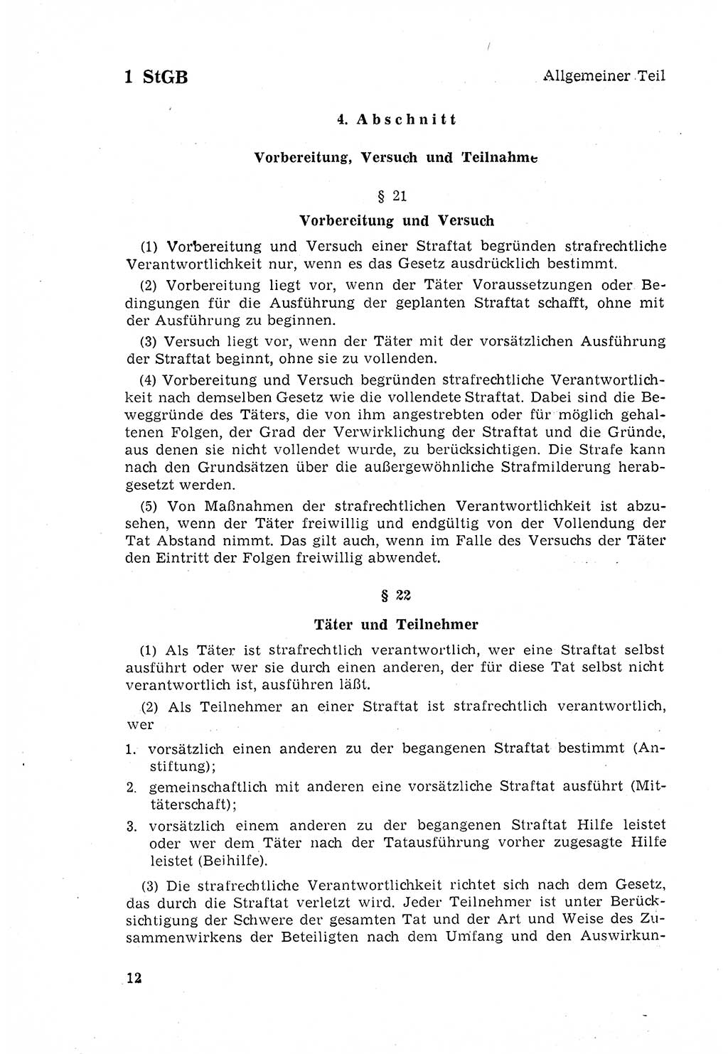 Strafgesetzbuch (StGB) der Deutschen Demokratischen Republik (DDR) 1968, Seite 12 (StGB DDR 1968, S. 12)