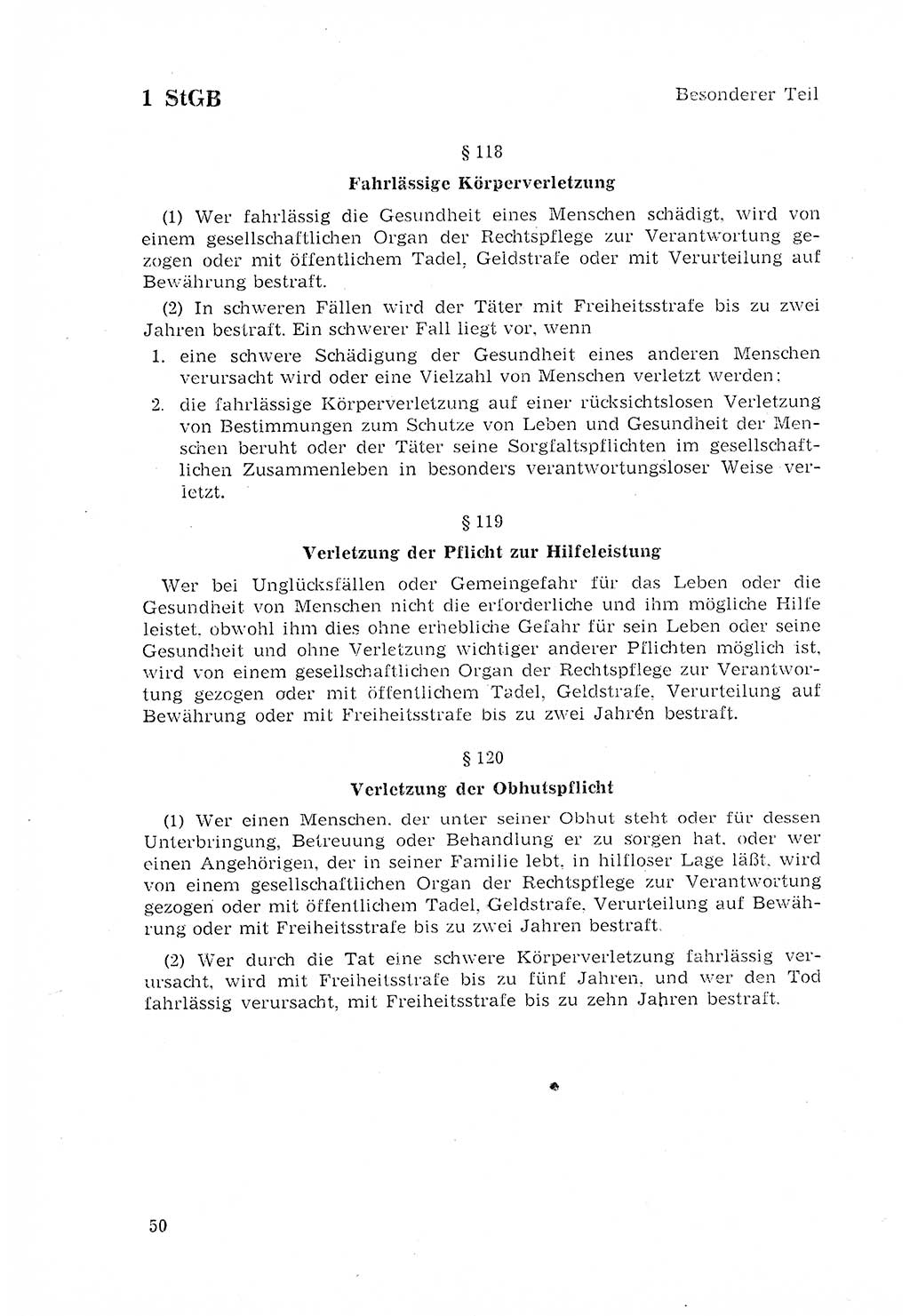 Strafgesetzbuch (StGB) der Deutschen Demokratischen Republik (DDR) 1968, Seite 50 (StGB DDR 1968, S. 50)