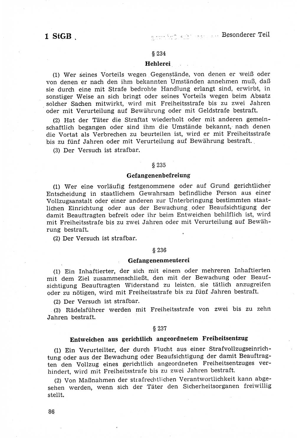 Strafgesetzbuch (StGB) der Deutschen Demokratischen Republik (DDR) 1968, Seite 86 (StGB DDR 1968, S. 86)