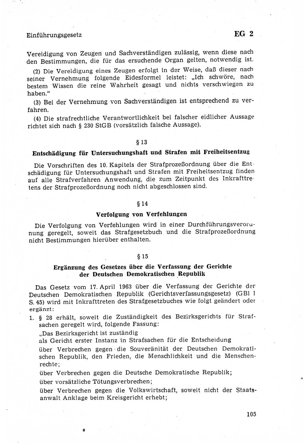 Strafgesetzbuch (StGB) der Deutschen Demokratischen Republik (DDR) 1968, Seite 105 (StGB DDR 1968, S. 105)