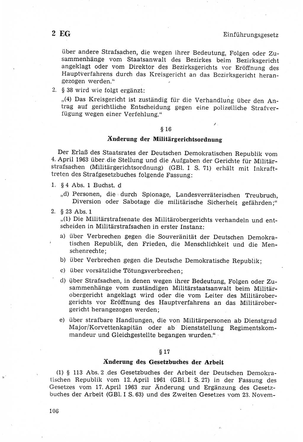 Strafgesetzbuch (StGB) der Deutschen Demokratischen Republik (DDR) 1968, Seite 106 (StGB DDR 1968, S. 106)