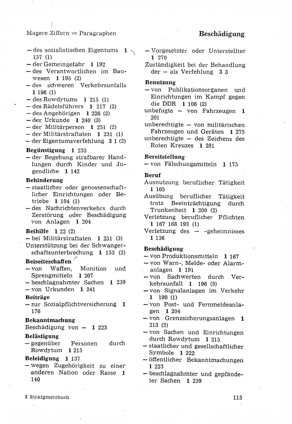 Strafgesetzbuch (StGB) der Deutschen Demokratischen Republik (DDR) 1968, Seite 115 (StGB DDR 1968, S. 115)