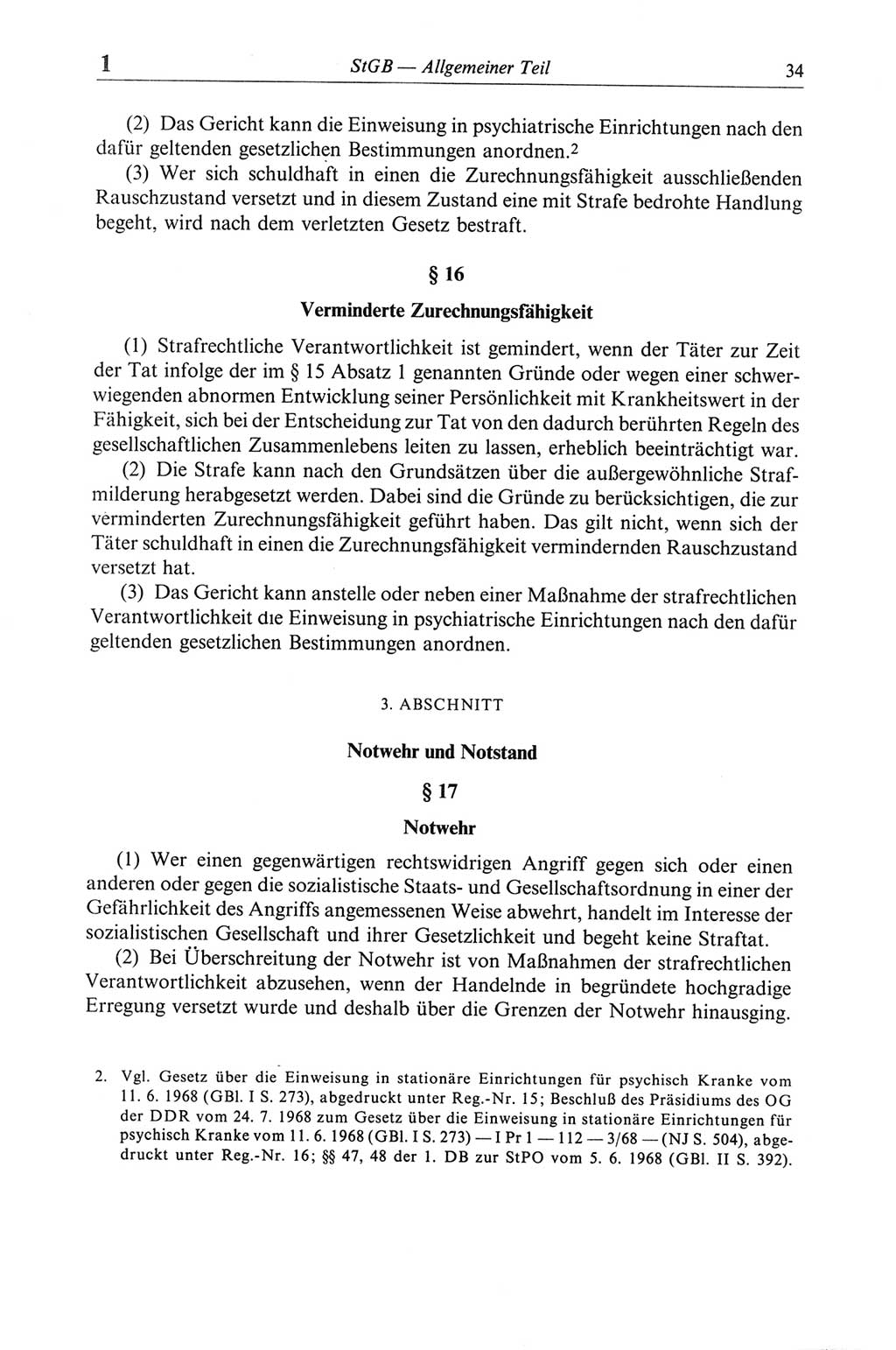 Strafgesetzbuch (StGB) der Deutschen Demokratischen Republik (DDR) und angrenzende Gesetze und Bestimmungen 1968, Seite 34 (StGB Ges. Best. DDR 1968, S. 34)