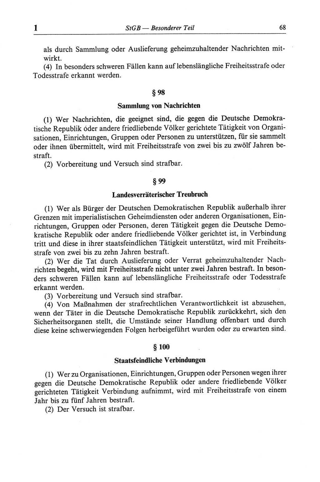 Strafgesetzbuch (StGB) der Deutschen Demokratischen Republik (DDR) und angrenzende Gesetze und Bestimmungen 1968, Seite 68 (StGB Ges. Best. DDR 1968, S. 68)