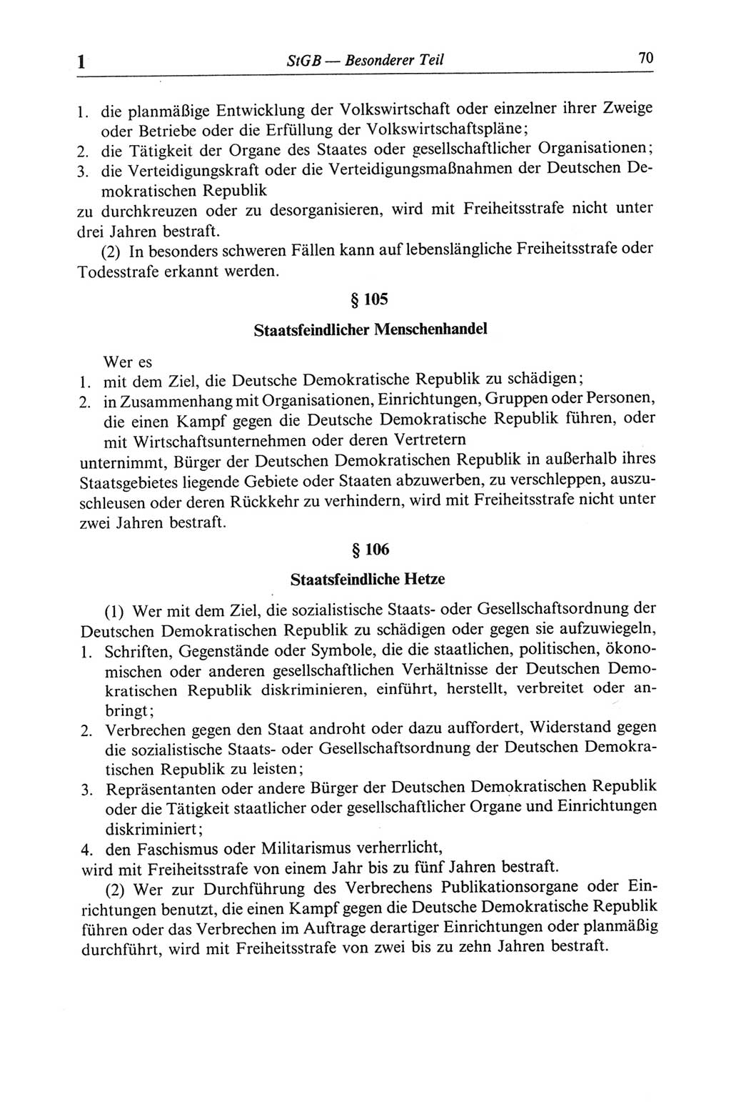 Strafgesetzbuch (StGB) der Deutschen Demokratischen Republik (DDR) und angrenzende Gesetze und Bestimmungen 1968, Seite 70 (StGB Ges. Best. DDR 1968, S. 70)