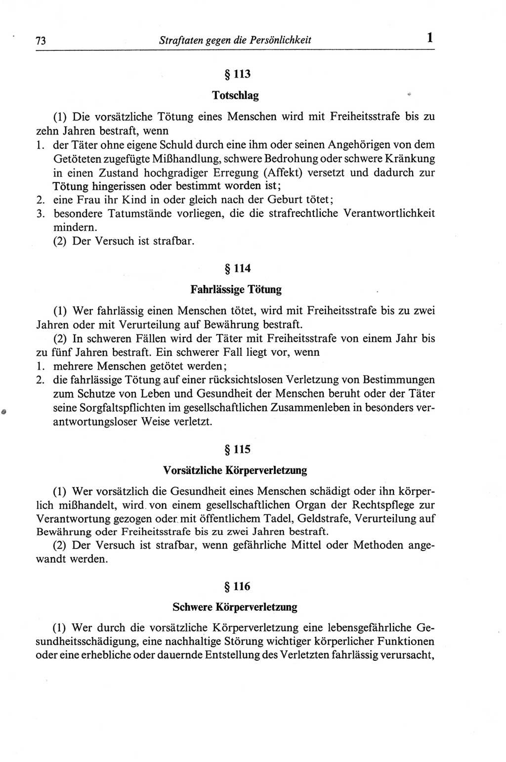 Strafgesetzbuch (StGB) der Deutschen Demokratischen Republik (DDR) und angrenzende Gesetze und Bestimmungen 1968, Seite 73 (StGB Ges. Best. DDR 1968, S. 73)