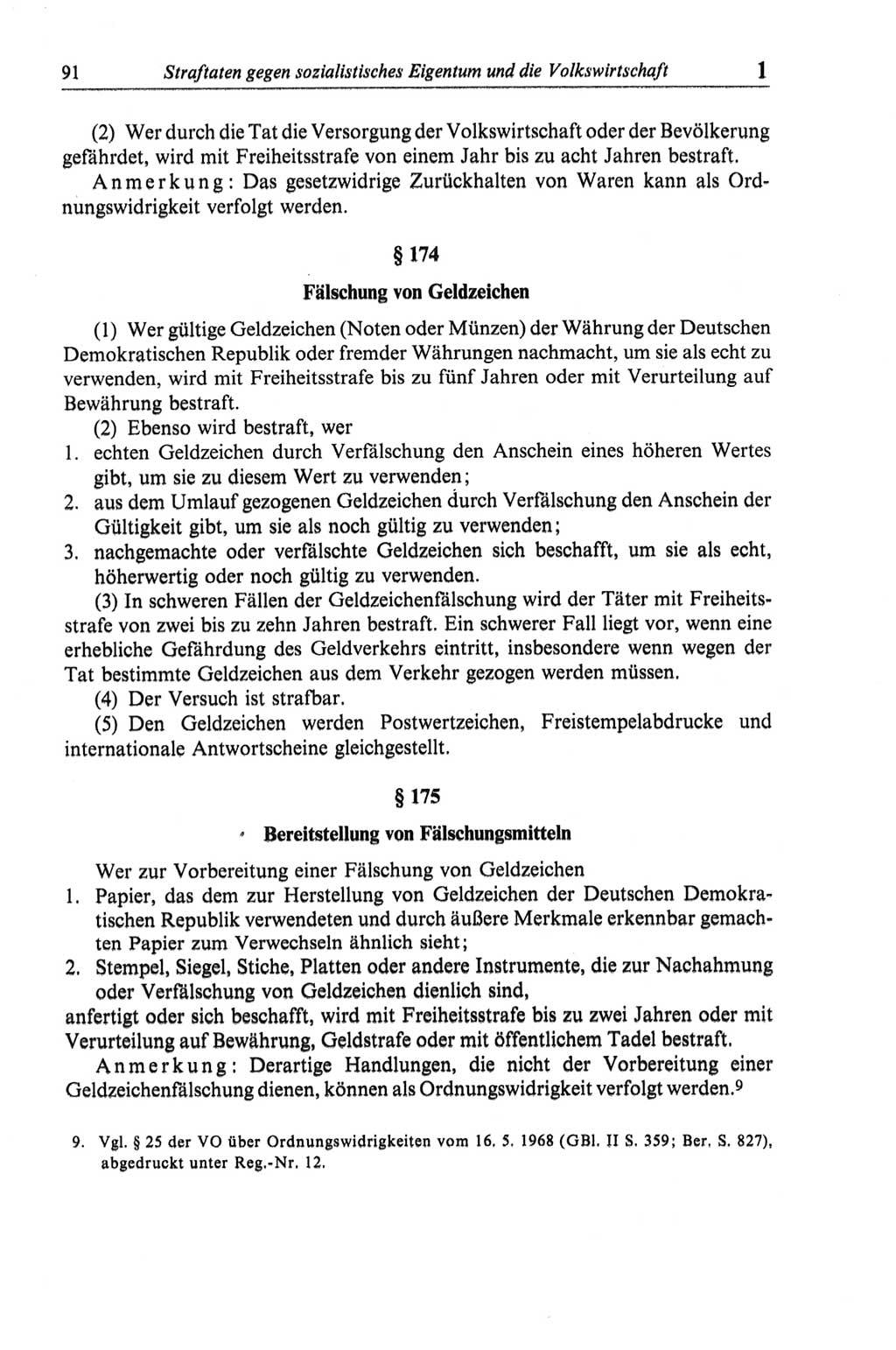 Strafgesetzbuch (StGB) der Deutschen Demokratischen Republik (DDR) und angrenzende Gesetze und Bestimmungen 1968, Seite 91 (StGB Ges. Best. DDR 1968, S. 91)