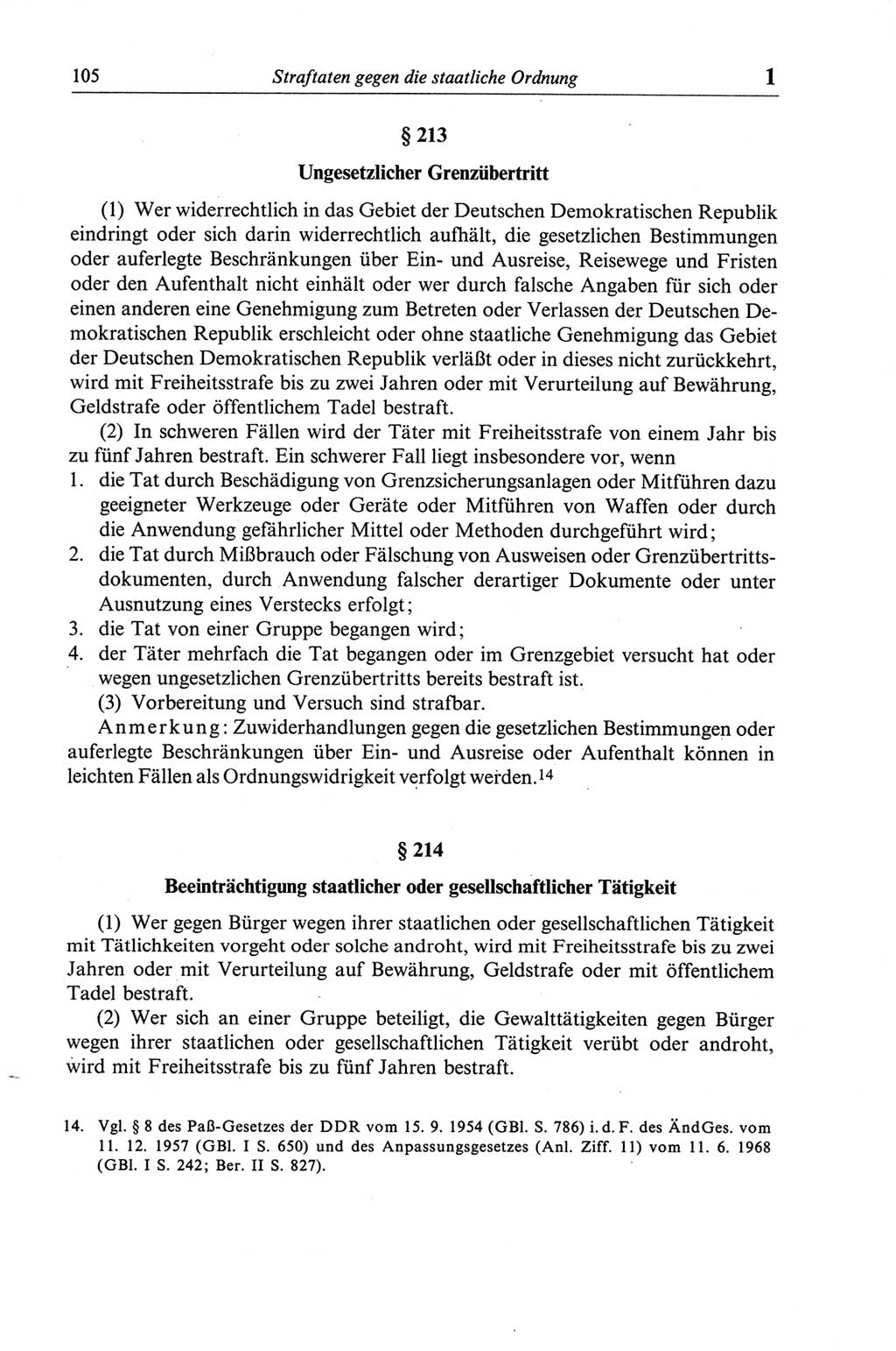 Strafgesetzbuch (StGB) der Deutschen Demokratischen Republik (DDR) und angrenzende Gesetze und Bestimmungen 1968, Seite 105 (StGB Ges. Best. DDR 1968, S. 105)