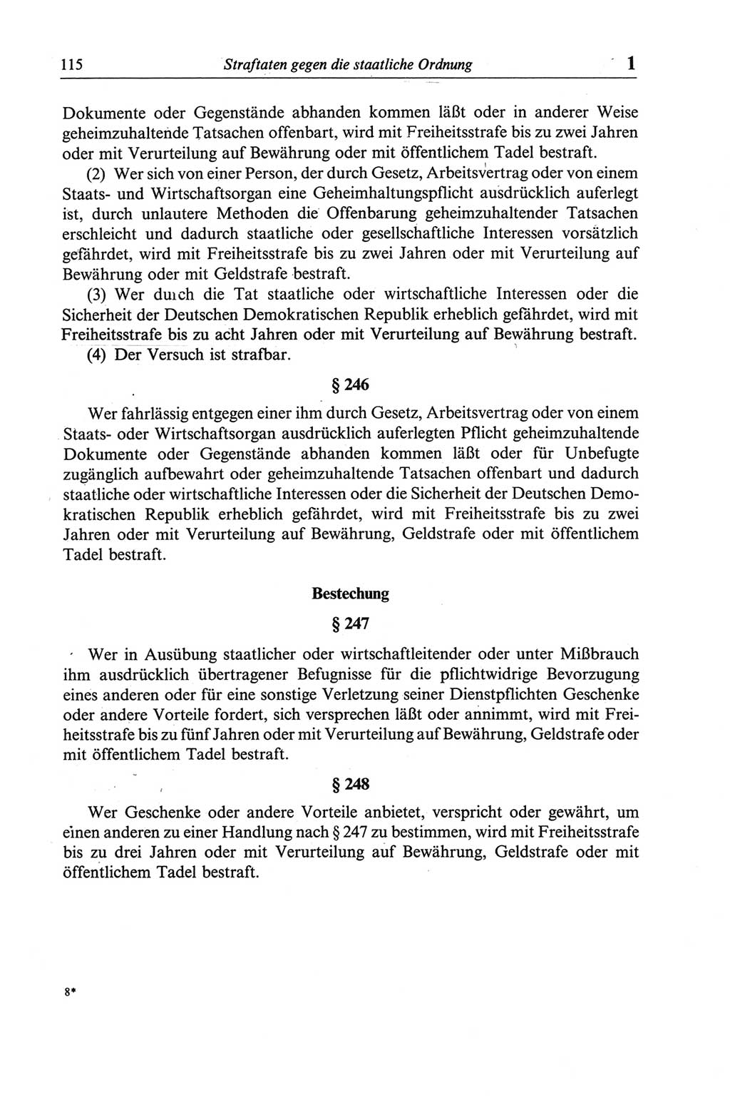 Strafgesetzbuch (StGB) der Deutschen Demokratischen Republik (DDR) und angrenzende Gesetze und Bestimmungen 1968, Seite 115 (StGB Ges. Best. DDR 1968, S. 115)