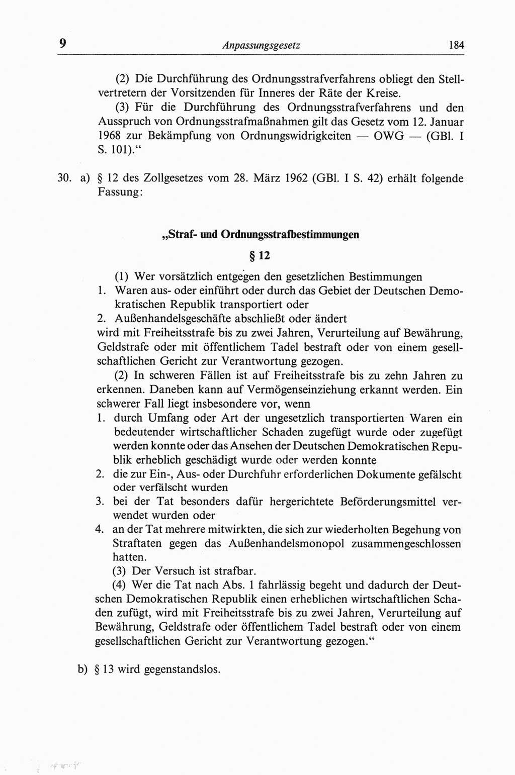 Strafgesetzbuch (StGB) der Deutschen Demokratischen Republik (DDR) und angrenzende Gesetze und Bestimmungen 1968, Seite 184 (StGB Ges. Best. DDR 1968, S. 184)