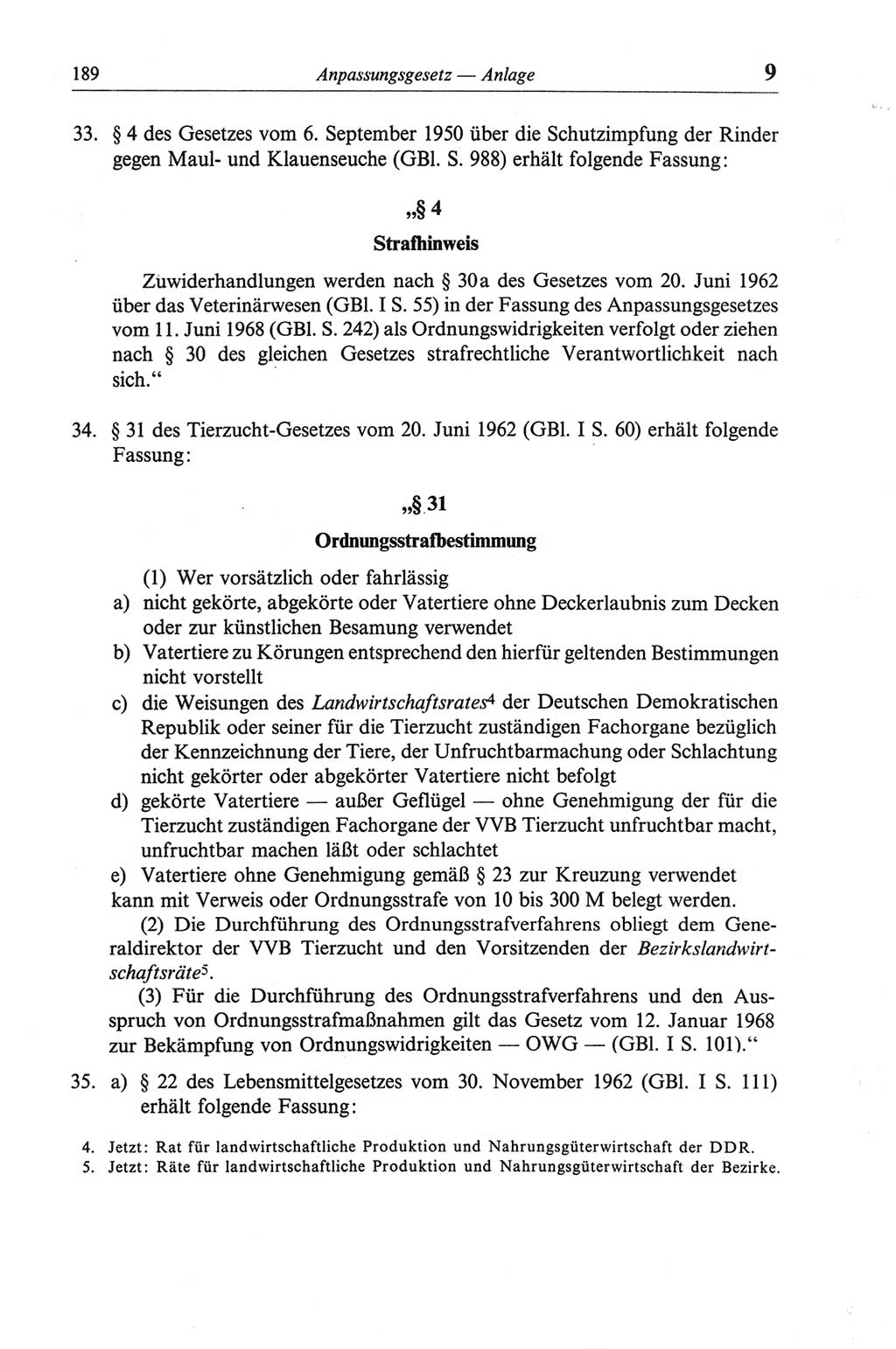 Strafgesetzbuch (StGB) der Deutschen Demokratischen Republik (DDR) und angrenzende Gesetze und Bestimmungen 1968, Seite 189 (StGB Ges. Best. DDR 1968, S. 189)