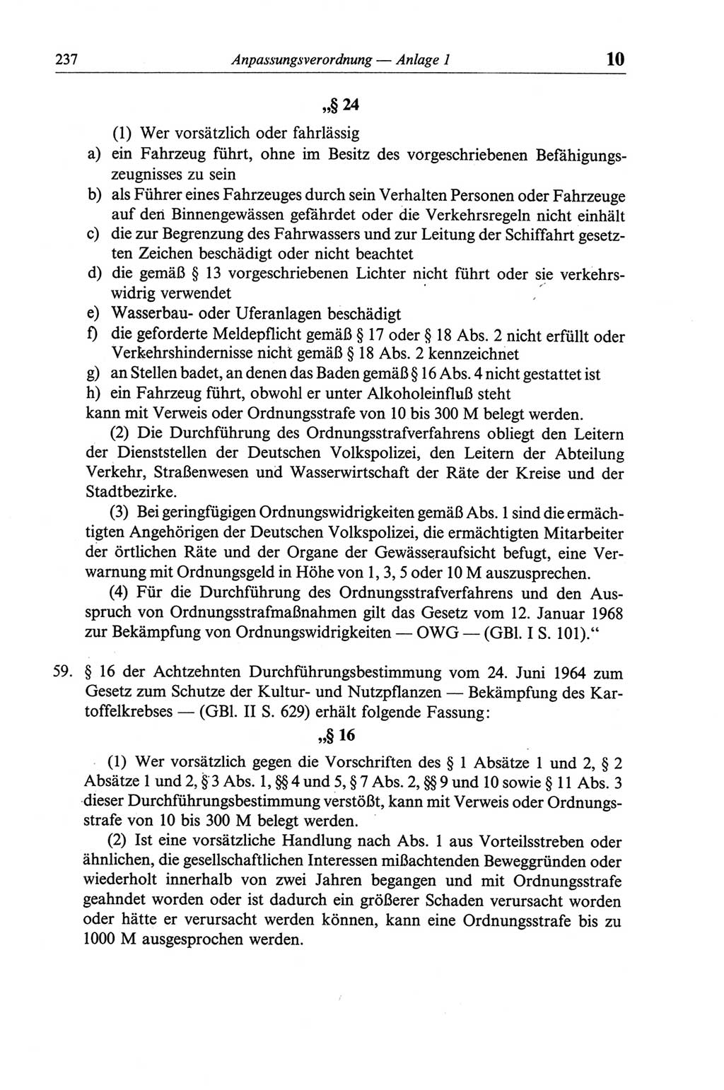 Strafgesetzbuch (StGB) der Deutschen Demokratischen Republik (DDR) und angrenzende Gesetze und Bestimmungen 1968, Seite 237 (StGB Ges. Best. DDR 1968, S. 237)