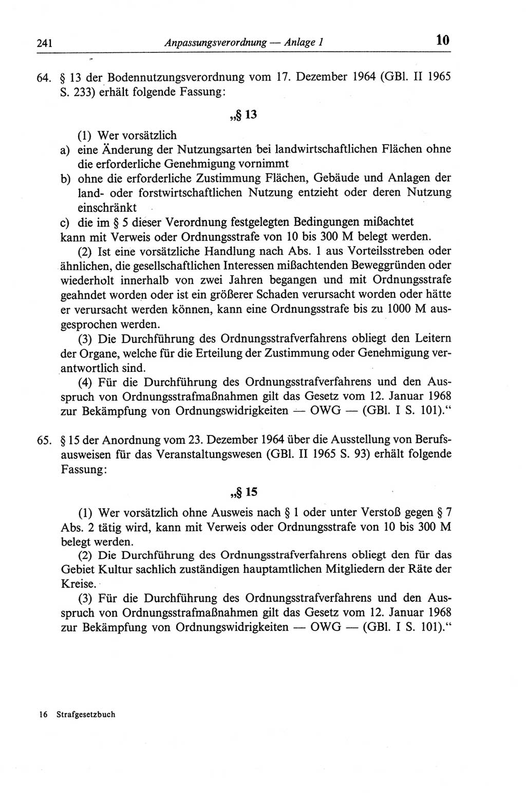 Strafgesetzbuch (StGB) der Deutschen Demokratischen Republik (DDR) und angrenzende Gesetze und Bestimmungen 1968, Seite 241 (StGB Ges. Best. DDR 1968, S. 241)