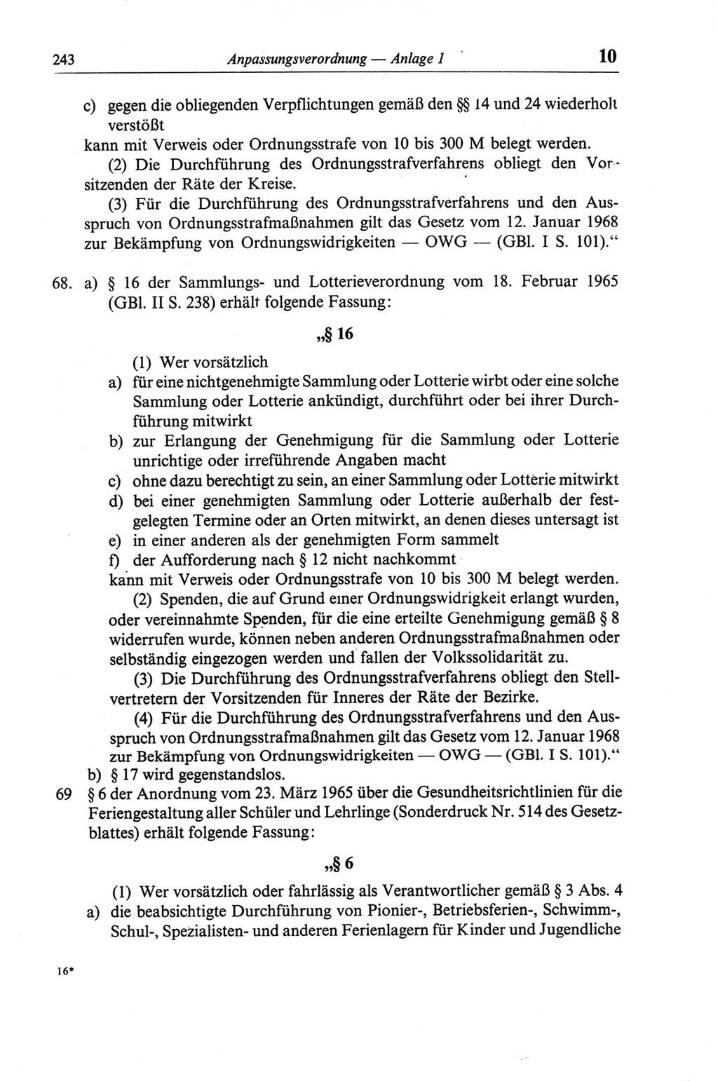 Strafgesetzbuch (StGB) der Deutschen Demokratischen Republik (DDR) und angrenzende Gesetze und Bestimmungen 1968, Seite 243 (StGB Ges. Best. DDR 1968, S. 243)