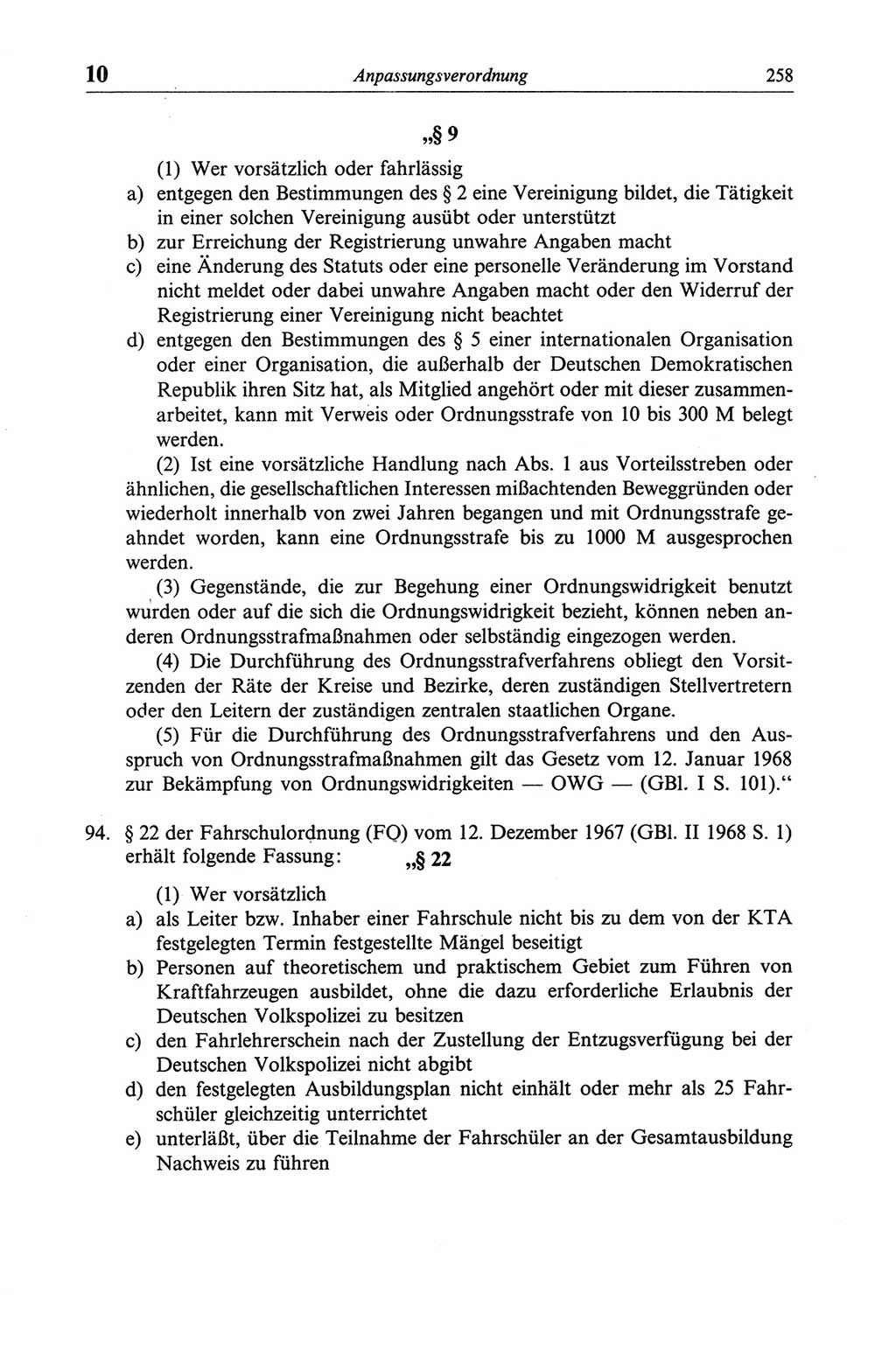 Strafgesetzbuch (StGB) der Deutschen Demokratischen Republik (DDR) und angrenzende Gesetze und Bestimmungen 1968, Seite 258 (StGB Ges. Best. DDR 1968, S. 258)