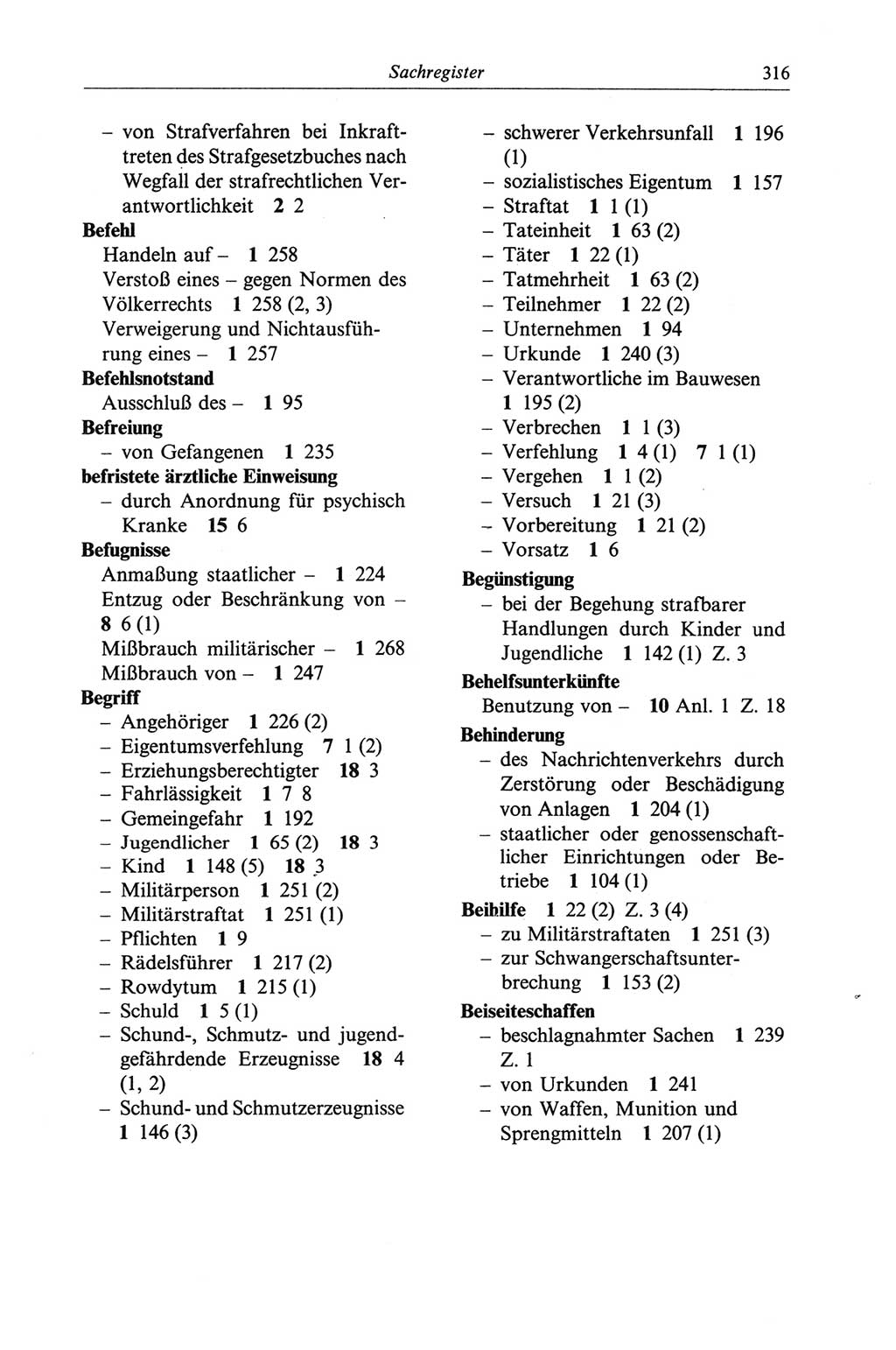 Strafgesetzbuch (StGB) der Deutschen Demokratischen Republik (DDR) und angrenzende Gesetze und Bestimmungen 1968, Seite 316 (StGB Ges. Best. DDR 1968, S. 316)