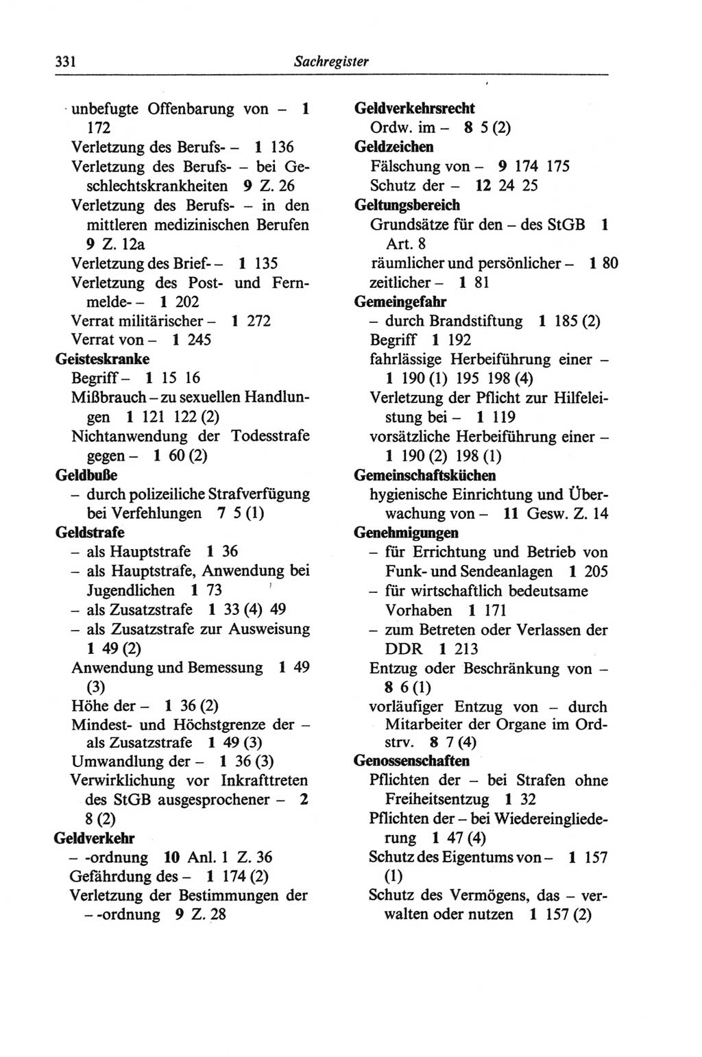 Strafgesetzbuch (StGB) der Deutschen Demokratischen Republik (DDR) und angrenzende Gesetze und Bestimmungen 1968, Seite 331 (StGB Ges. Best. DDR 1968, S. 331)