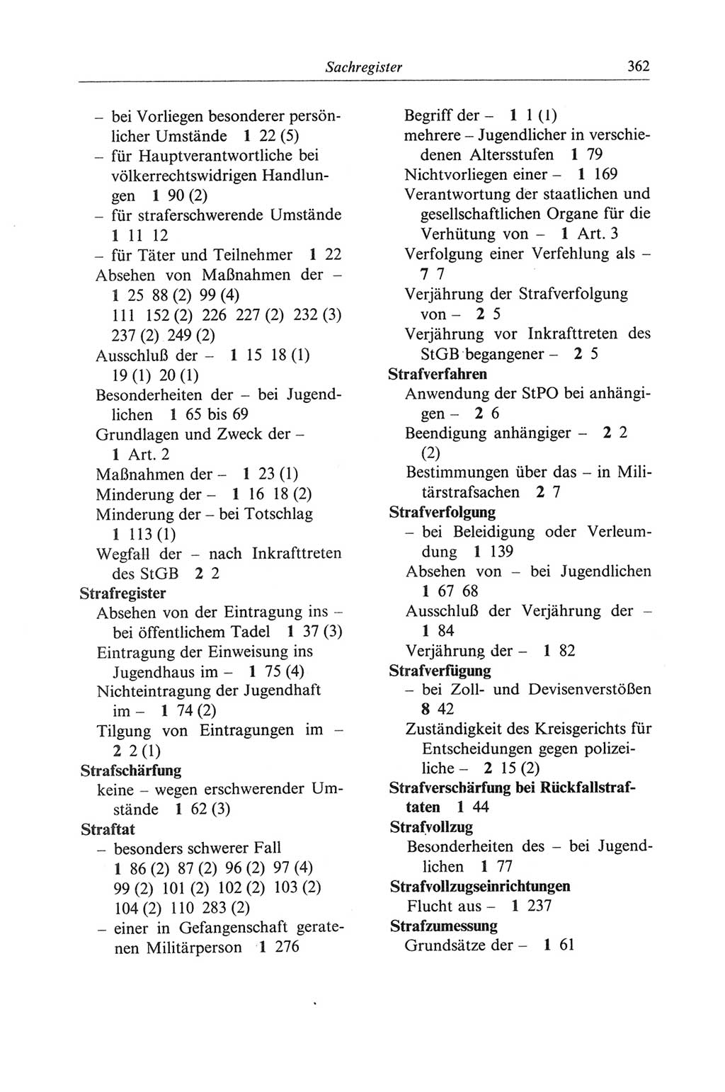 Strafgesetzbuch (StGB) der Deutschen Demokratischen Republik (DDR) und angrenzende Gesetze und Bestimmungen 1968, Seite 362 (StGB Ges. Best. DDR 1968, S. 362)