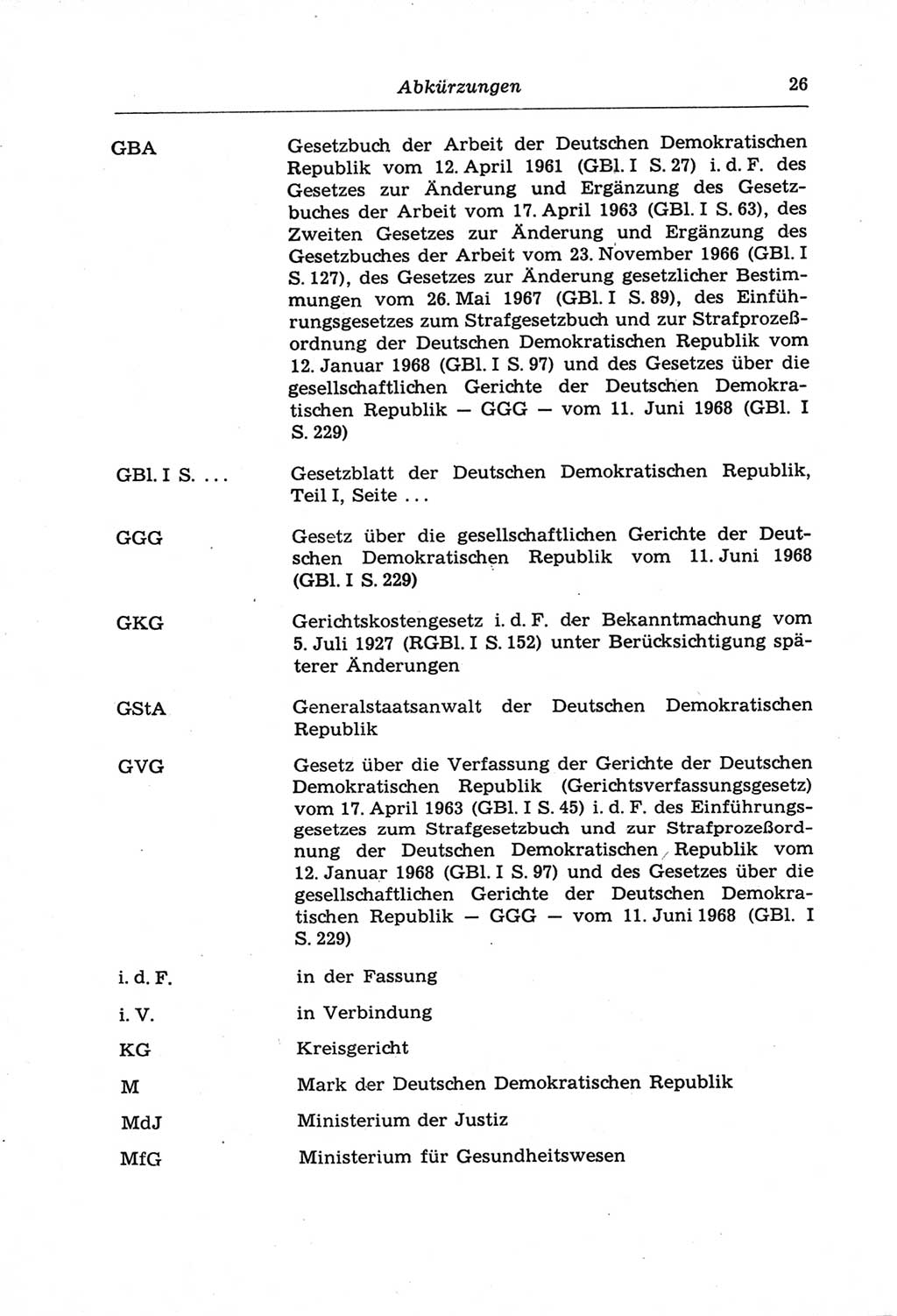 Strafprozeßordnung (StPO) der Deutschen Demokratischen Republik (DDR) und angrenzende Gesetze und Bestimmungen 1968, Seite 26 (StPO Ges. Bstgn. DDR 1968, S. 26)
