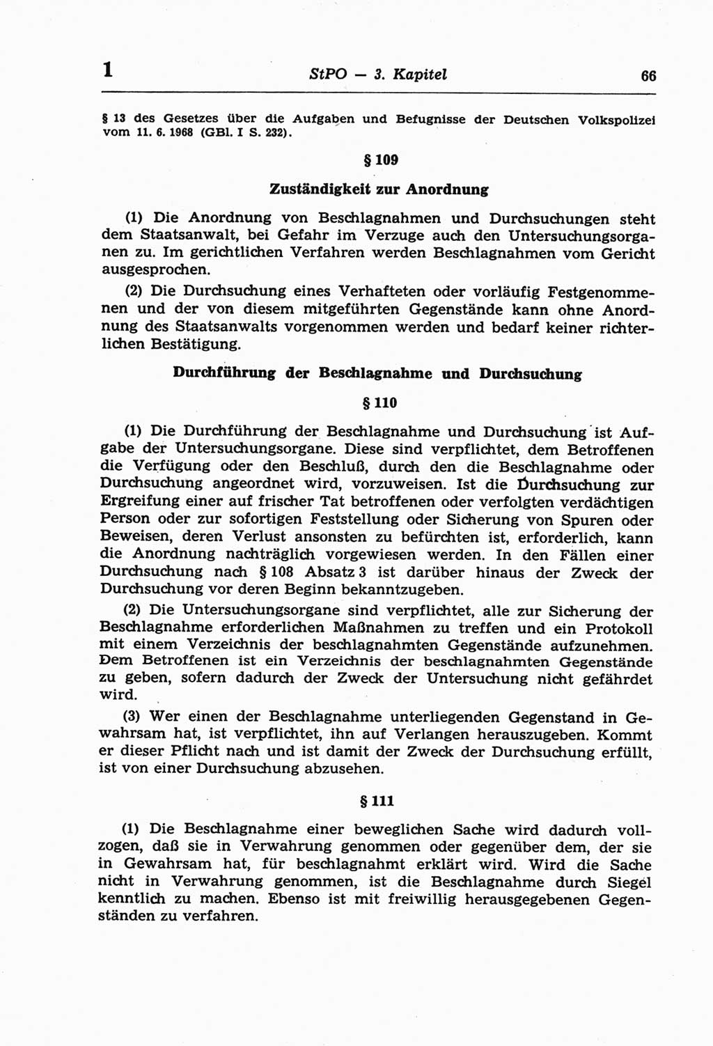 Strafprozeßordnung (StPO) der Deutschen Demokratischen Republik (DDR) und angrenzende Gesetze und Bestimmungen 1968, Seite 66 (StPO Ges. Bstgn. DDR 1968, S. 66)