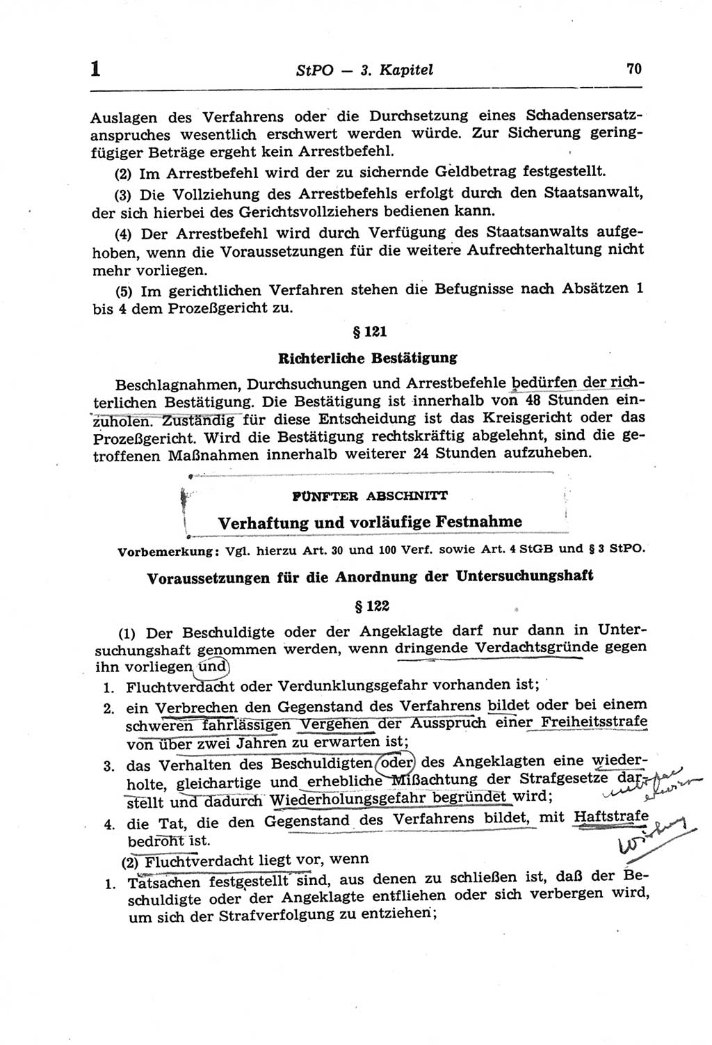 Strafprozeßordnung (StPO) der Deutschen Demokratischen Republik (DDR) und angrenzende Gesetze und Bestimmungen 1968, Seite 70 (StPO Ges. Bstgn. DDR 1968, S. 70)