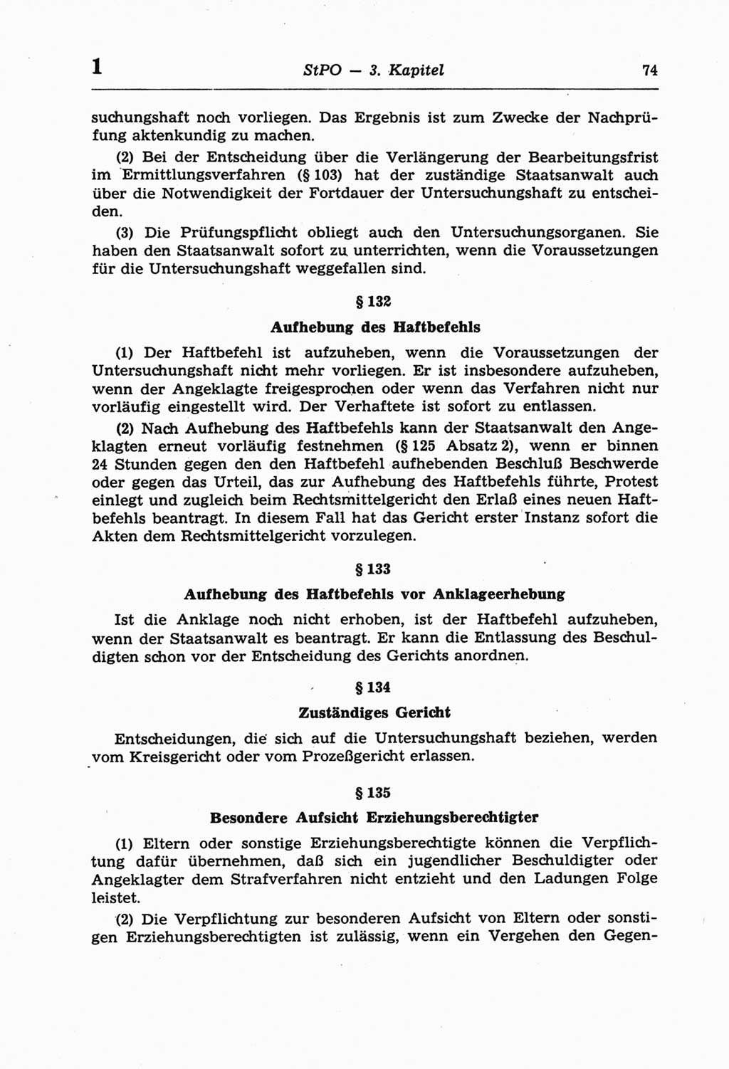 Strafprozeßordnung (StPO) der Deutschen Demokratischen Republik (DDR) und angrenzende Gesetze und Bestimmungen 1968, Seite 74 (StPO Ges. Bstgn. DDR 1968, S. 74)