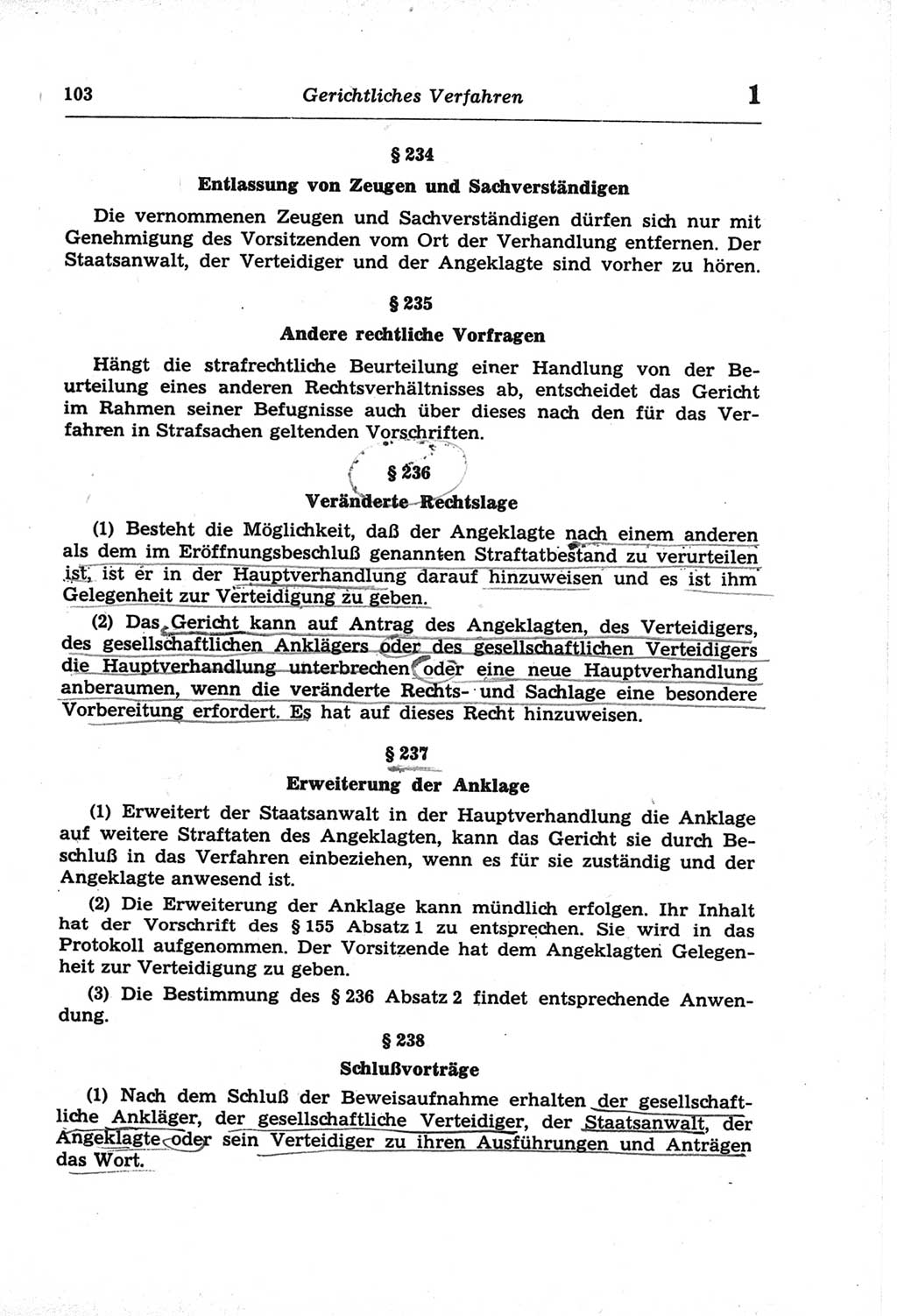 Strafprozeßordnung (StPO) der Deutschen Demokratischen Republik (DDR) und angrenzende Gesetze und Bestimmungen 1968, Seite 103 (StPO Ges. Bstgn. DDR 1968, S. 103)