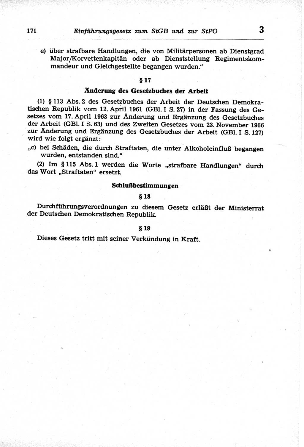 Strafprozeßordnung (StPO) der Deutschen Demokratischen Republik (DDR) und angrenzende Gesetze und Bestimmungen 1968, Seite 171 (StPO Ges. Bstgn. DDR 1968, S. 171)