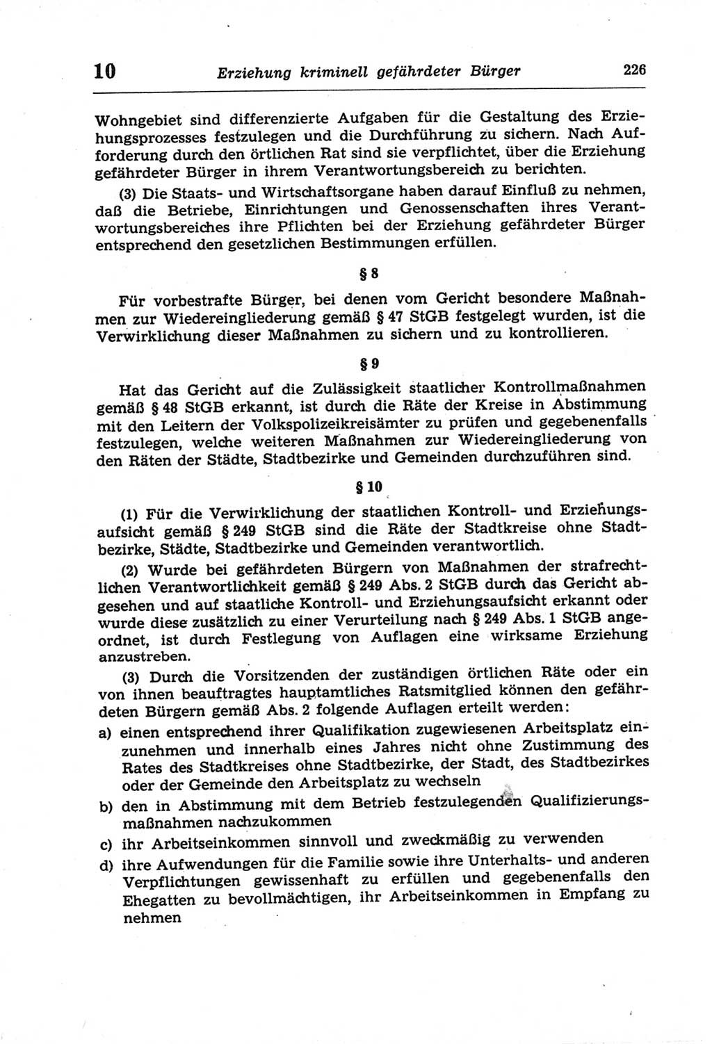 Strafprozeßordnung (StPO) der Deutschen Demokratischen Republik (DDR) und angrenzende Gesetze und Bestimmungen 1968, Seite 226 (StPO Ges. Bstgn. DDR 1968, S. 226)