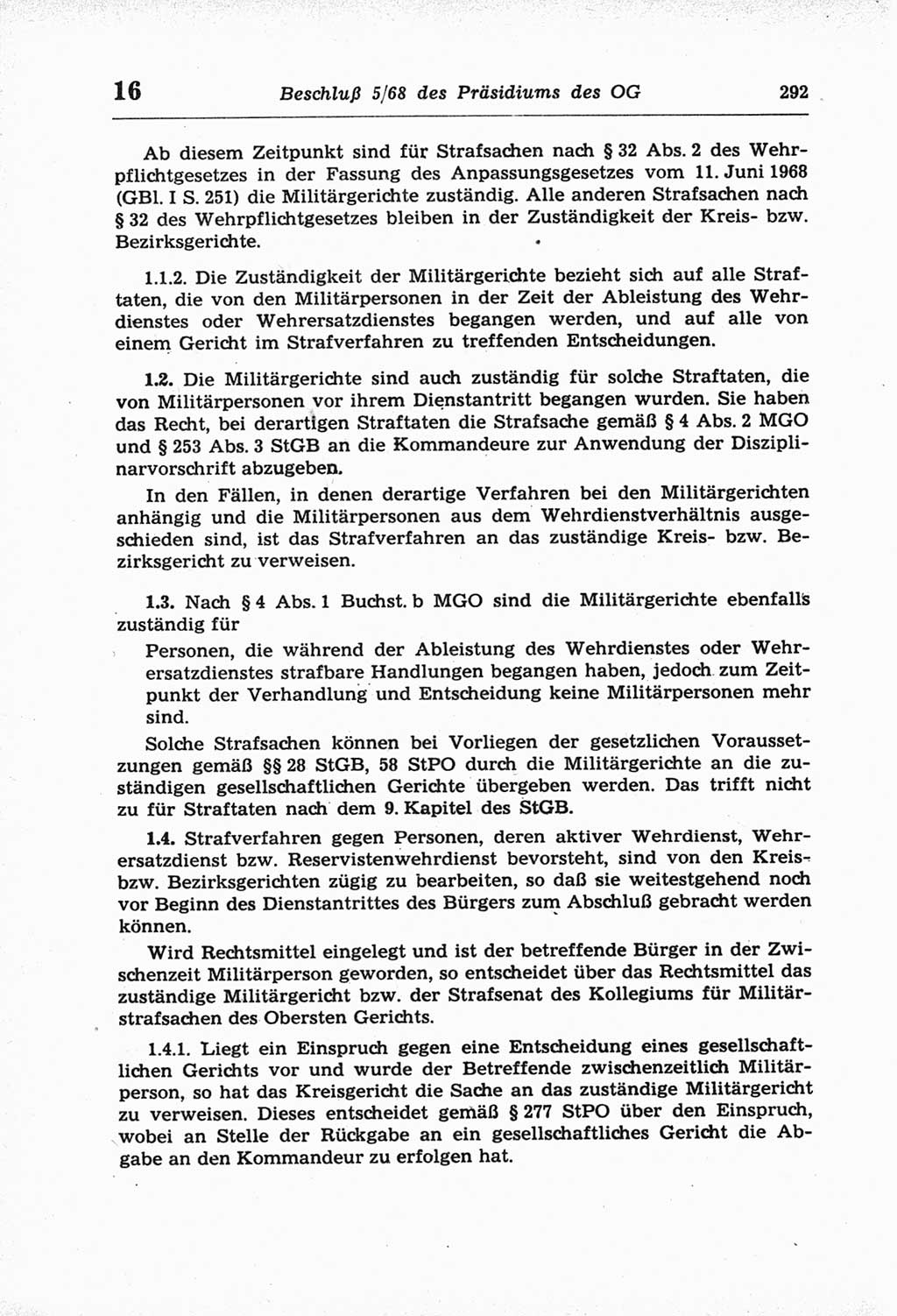 Strafprozeßordnung (StPO) der Deutschen Demokratischen Republik (DDR) und angrenzende Gesetze und Bestimmungen 1968, Seite 292 (StPO Ges. Bstgn. DDR 1968, S. 292)