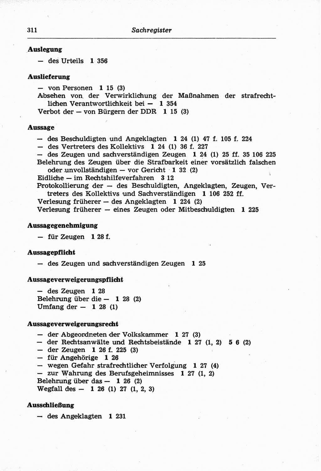 Strafprozeßordnung (StPO) der Deutschen Demokratischen Republik (DDR) und angrenzende Gesetze und Bestimmungen 1968, Seite 311 (StPO Ges. Bstgn. DDR 1968, S. 311)