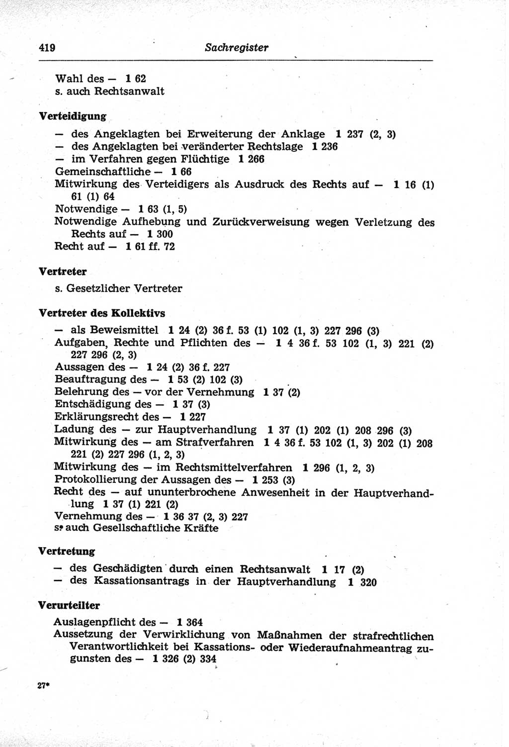 Strafprozeßordnung (StPO) der Deutschen Demokratischen Republik (DDR) und angrenzende Gesetze und Bestimmungen 1968, Seite 419 (StPO Ges. Bstgn. DDR 1968, S. 419)