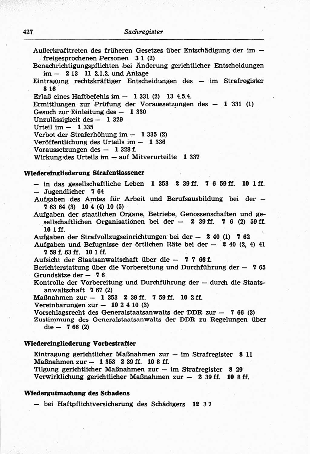 Strafprozeßordnung (StPO) der Deutschen Demokratischen Republik (DDR) und angrenzende Gesetze und Bestimmungen 1968, Seite 427 (StPO Ges. Bstgn. DDR 1968, S. 427)