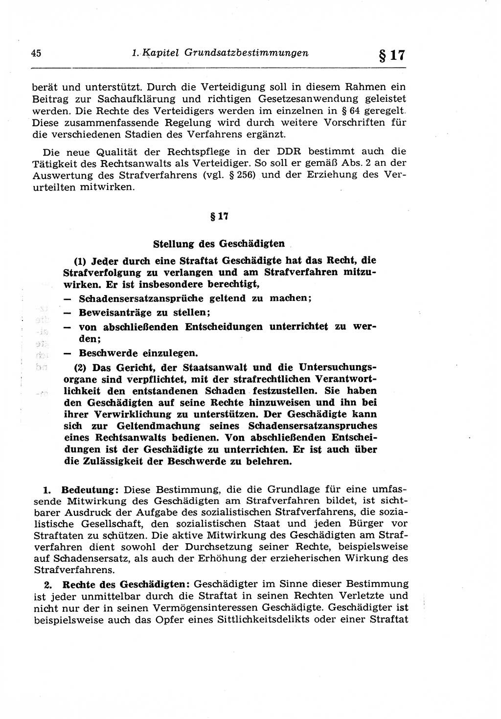 Strafprozeßrecht der DDR (Deutsche Demokratische Republik), Lehrkommentar zur Strafprozeßordnung (StPO) 1968, Seite 45 (Strafprozeßr. DDR Lehrkomm. StPO 19688, S. 45)