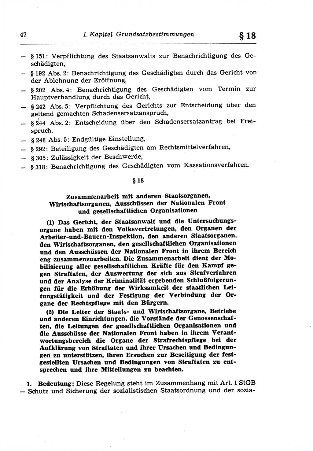 Strafprozeßrecht der DDR (Deutsche Demokratische Republik), Lehrkommentar zur Strafprozeßordnung (StPO) 1968, Seite 47 (Strafprozeßr. DDR Lehrkomm. StPO 19688, S. 47)