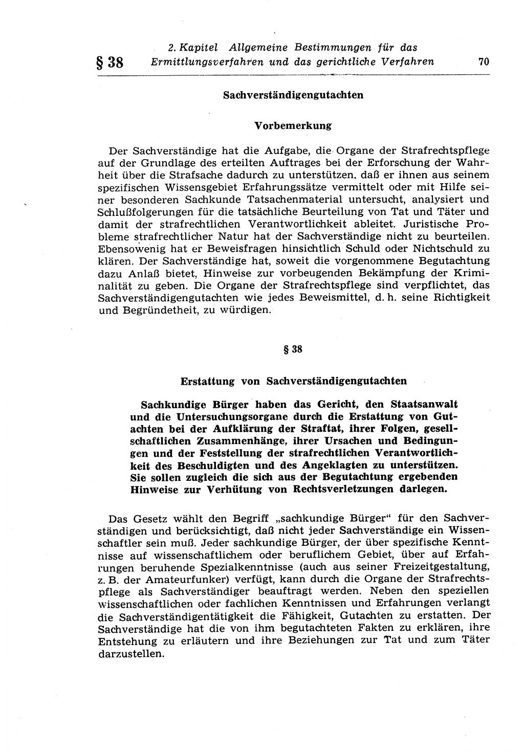 Strafprozeßrecht der DDR (Deutsche Demokratische Republik), Lehrkommentar zur Strafprozeßordnung (StPO) 1968, Seite 70 (Strafprozeßr. DDR Lehrkomm. StPO 19688, S. 70)