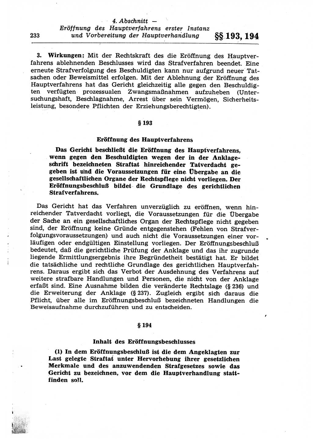 Strafprozeßrecht der DDR (Deutsche Demokratische Republik), Lehrkommentar zur Strafprozeßordnung (StPO) 1968, Seite 233 (Strafprozeßr. DDR Lehrkomm. StPO 19688, S. 233)