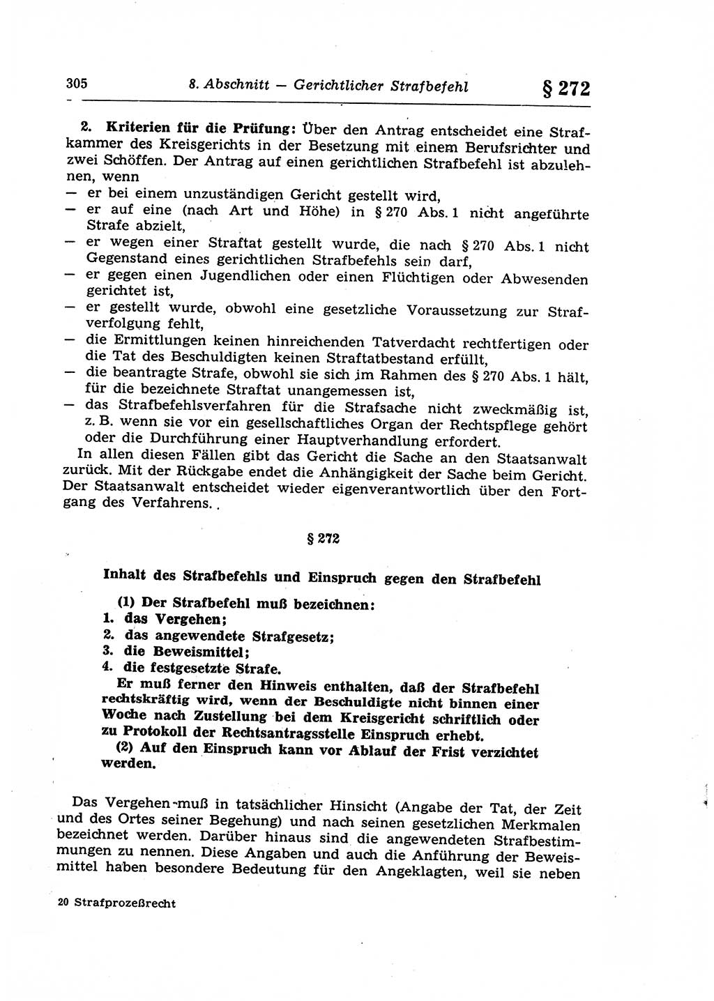 Strafprozeßrecht der DDR (Deutsche Demokratische Republik), Lehrkommentar zur Strafprozeßordnung (StPO) 1968, Seite 305 (Strafprozeßr. DDR Lehrkomm. StPO 19688, S. 305)