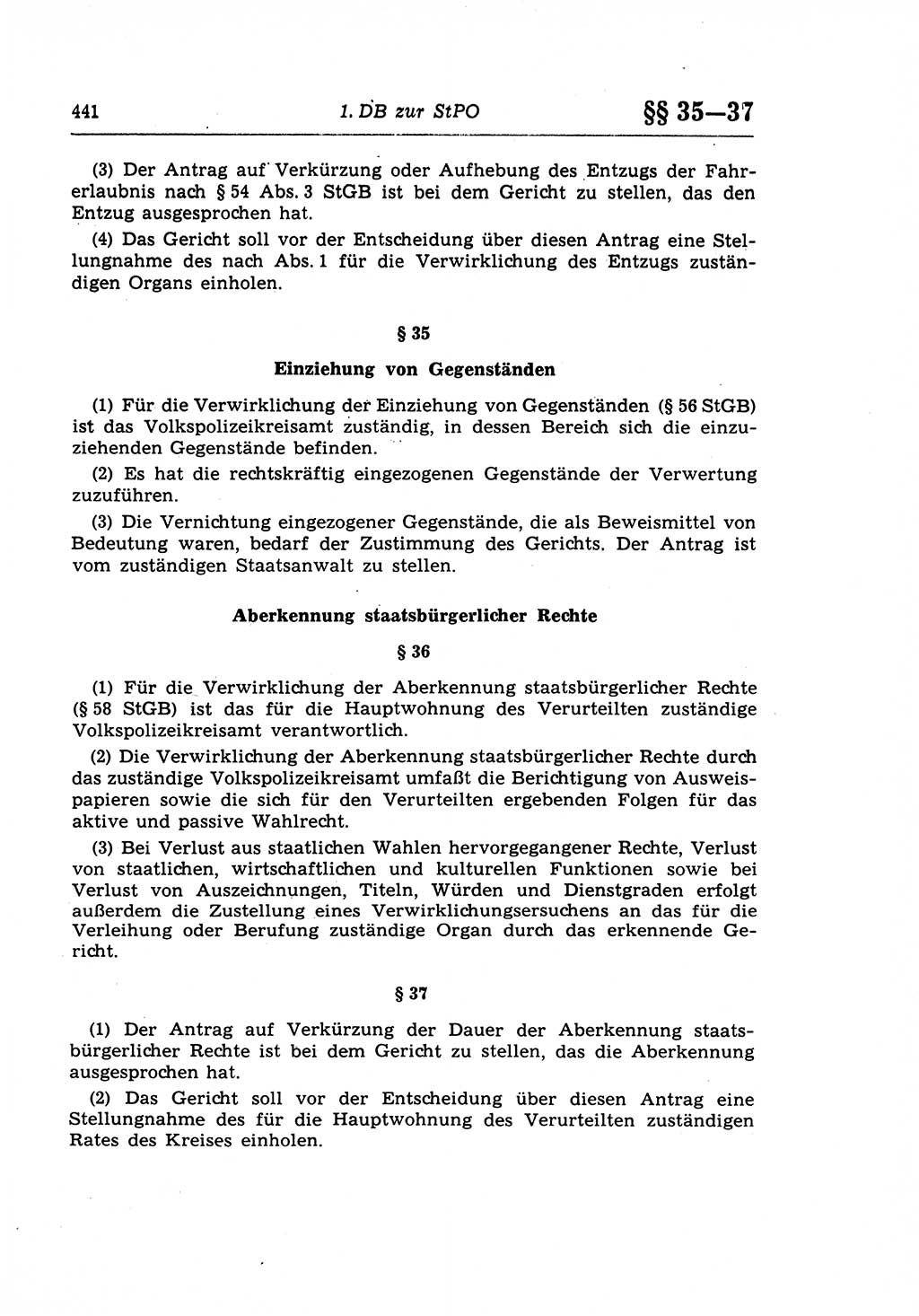 Strafprozeßrecht der DDR (Deutsche Demokratische Republik), Lehrkommentar zur Strafprozeßordnung (StPO) 1968, Seite 441 (Strafprozeßr. DDR Lehrkomm. StPO 19688, S. 441)