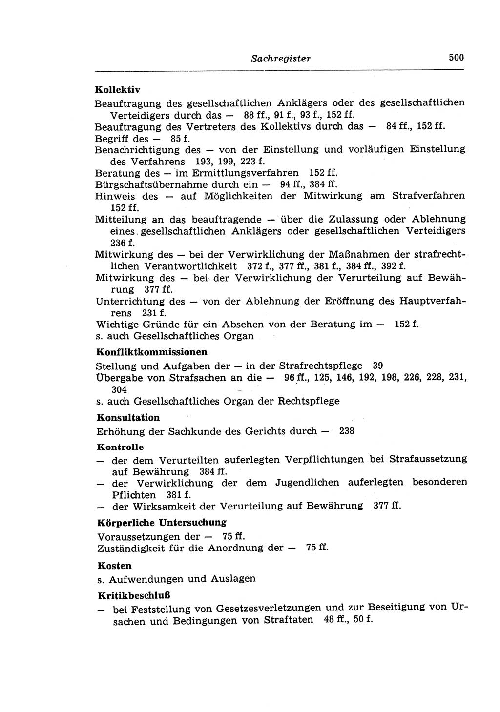 Strafprozeßrecht der DDR (Deutsche Demokratische Republik), Lehrkommentar zur Strafprozeßordnung (StPO) 1968, Seite 500 (Strafprozeßr. DDR Lehrkomm. StPO 19688, S. 500)