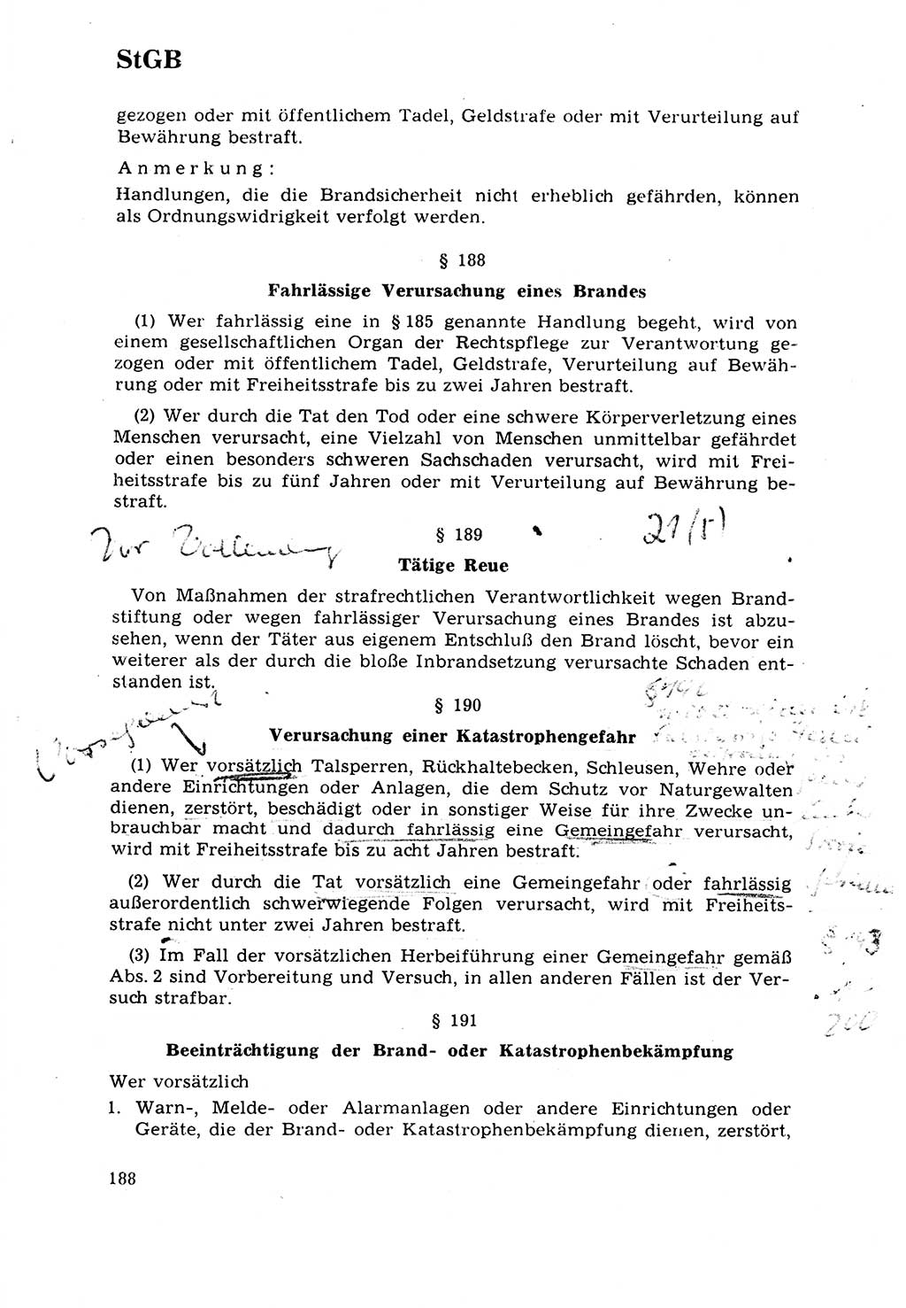 Strafrecht [Deutsche Demokratische Republik (DDR)] 1968, Seite 188 (Strafr. DDR 1968, S. 188)