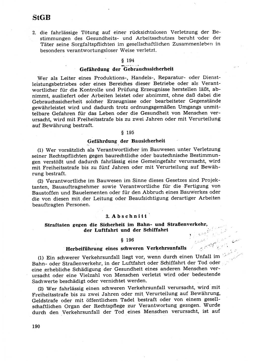 Strafrecht [Deutsche Demokratische Republik (DDR)] 1968, Seite 190 (Strafr. DDR 1968, S. 190)