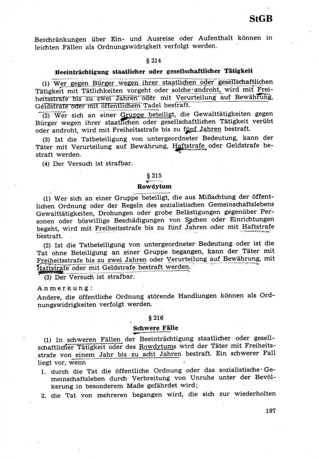 Strafrecht [Deutsche Demokratische Republik (DDR)] 1968, Seite 197 (Strafr. DDR 1968, S. 197)