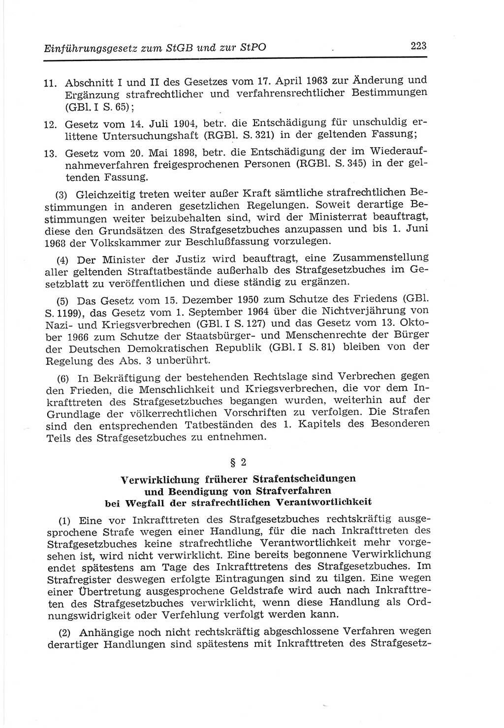Strafvollzugs- und Wiedereingliederungsgesetz (SVWG) der Deutschen Demokratischen Republik (DDR) 1968, Seite 223 (SVWG DDR 1968, S. 223)