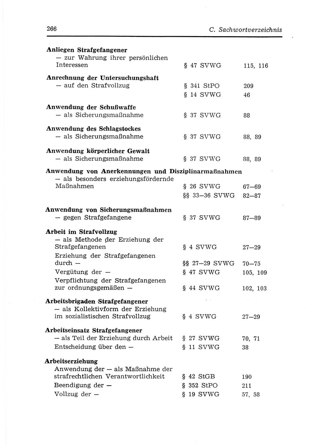 Strafvollzugs- und Wiedereingliederungsgesetz (SVWG) der Deutschen Demokratischen Republik (DDR) 1968, Seite 266 (SVWG DDR 1968, S. 266)