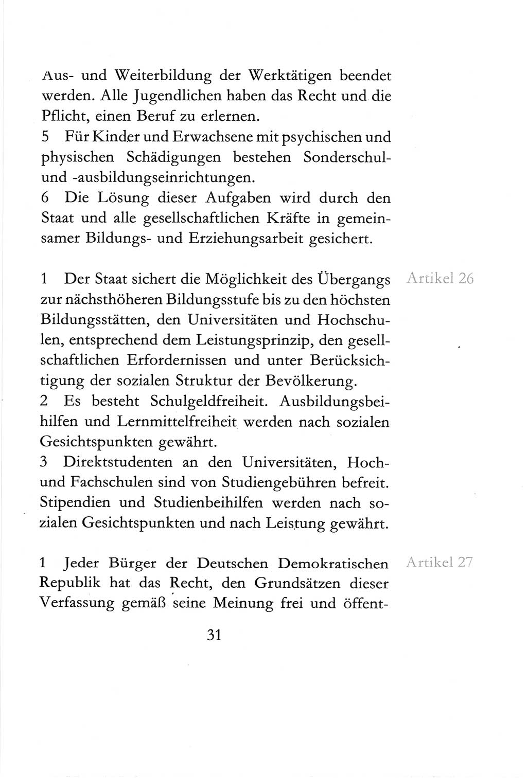 Verfassung der Deutschen Demokratischen Republik (DDR) vom 6. April 1968, Seite 31 (Verf. DDR 1968, S. 31)